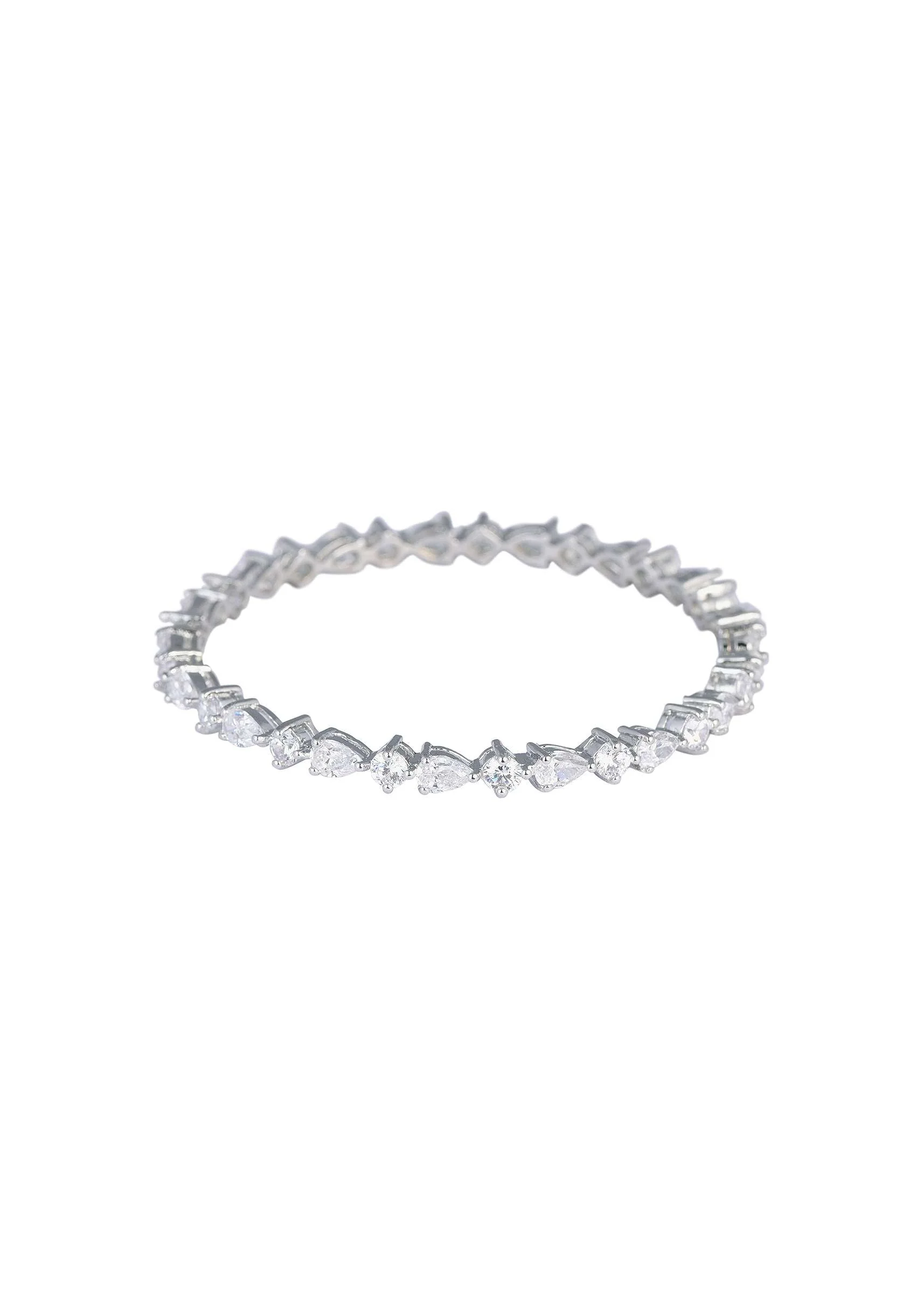92.5 Sterling Silver Bangles With Studded Stones Set of 2 - Image 4