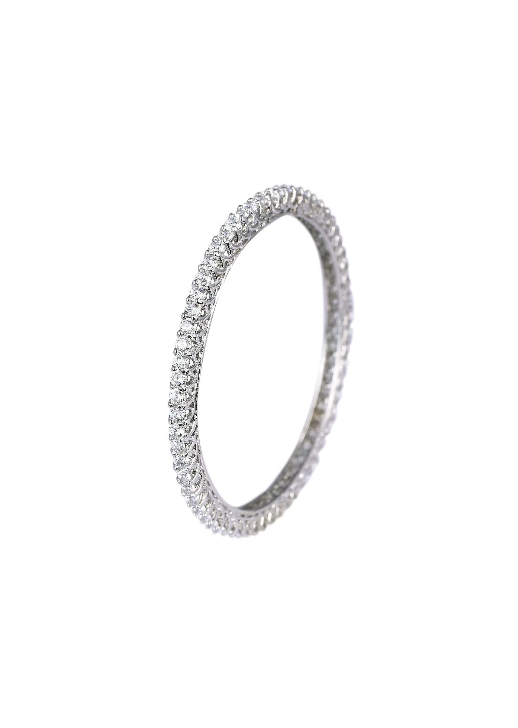 92.5 Sterling Silver Bangles With Studded Zirconia Stones Set of 2 - Image 5