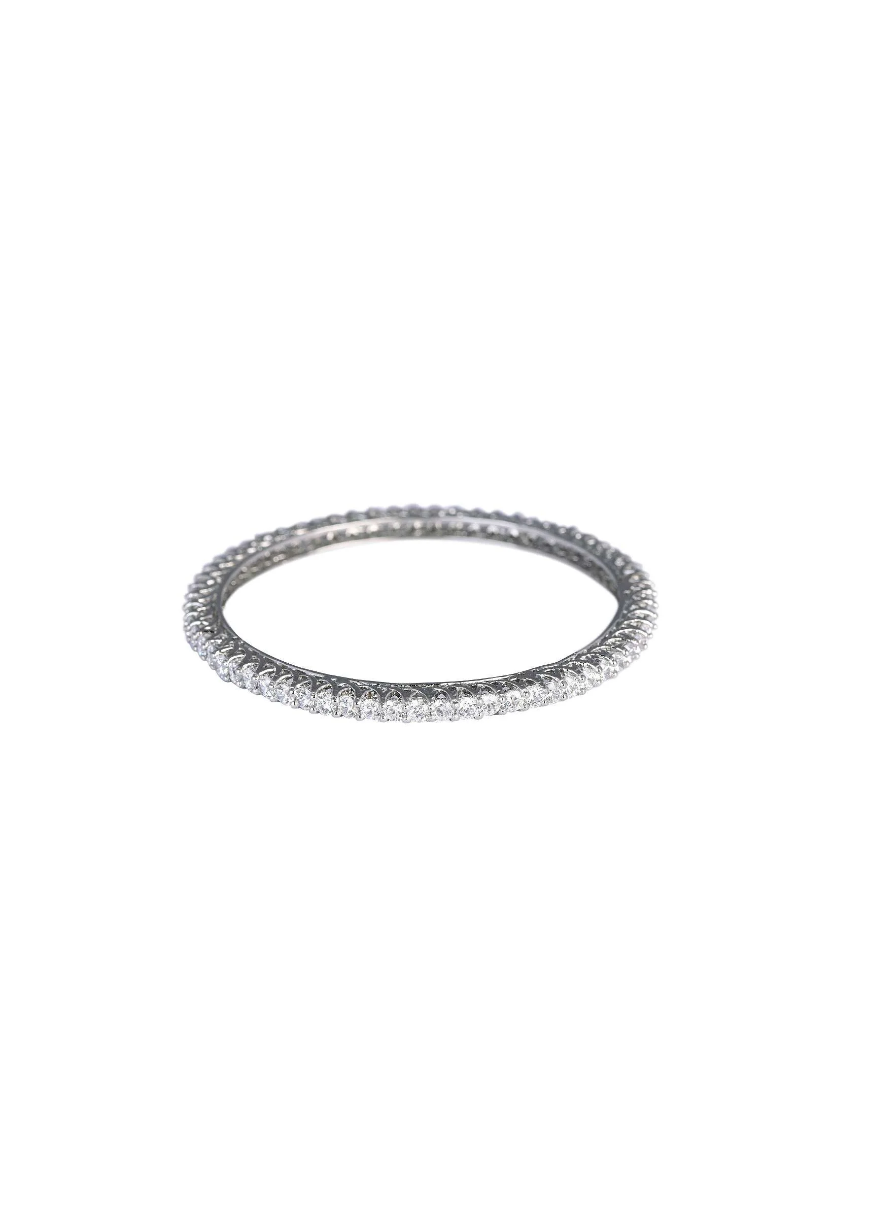 92.5 Sterling Silver Bangles With Studded Zirconia Stones Set of 2 - Image 6