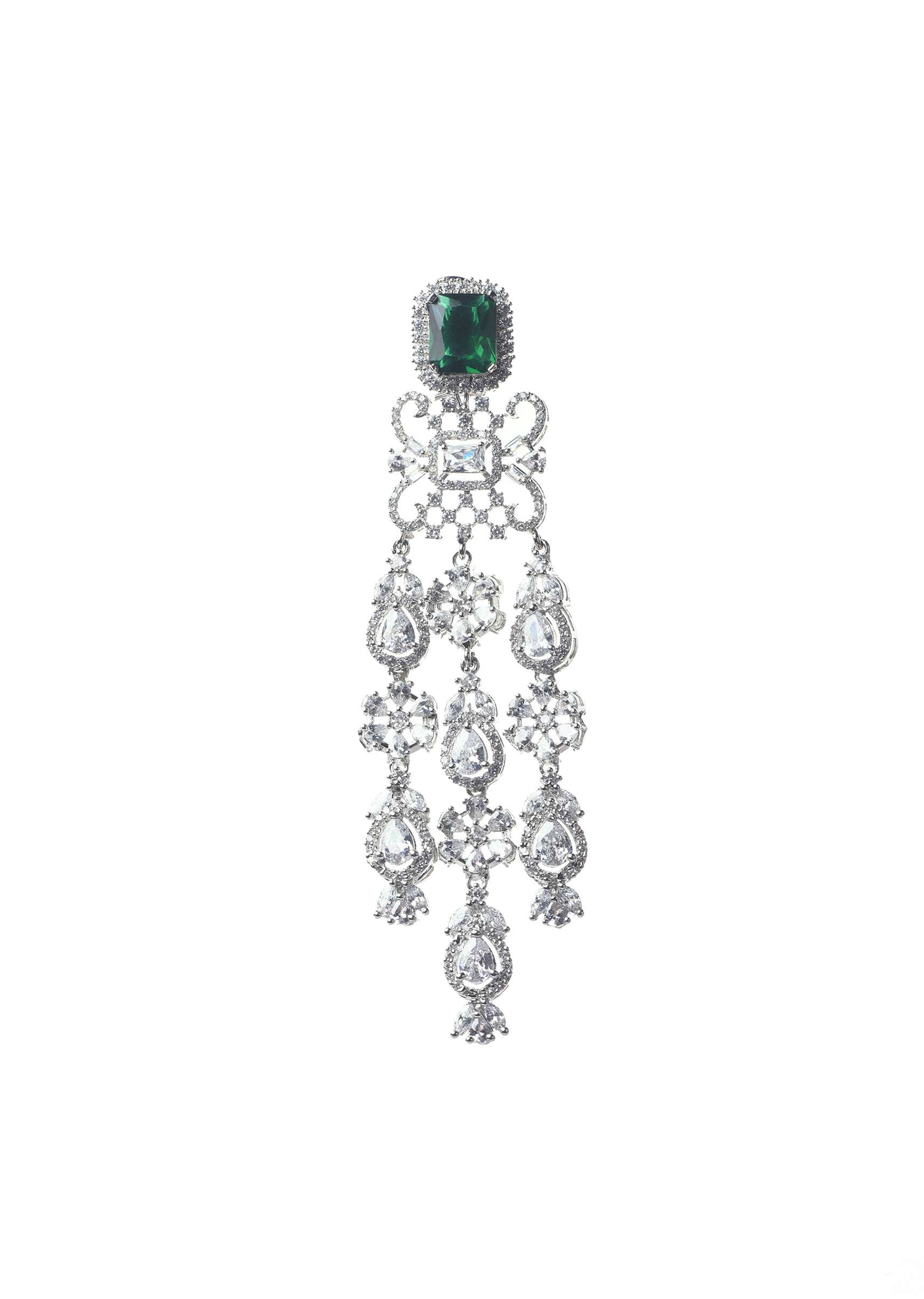 92.5 Sterling Silver Danglers Studded With Sapphire - Image 3