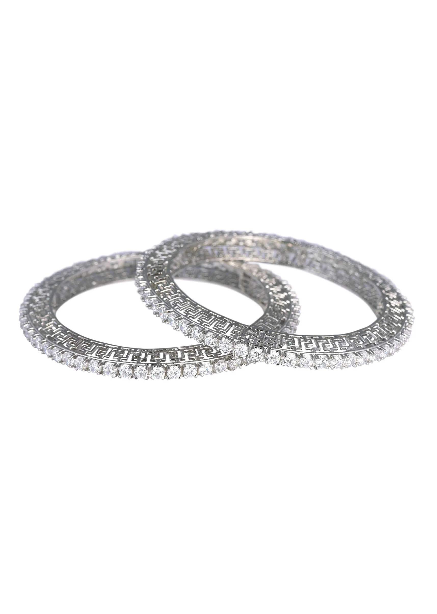 92.5 Sterling Silver Zirconia Bangles Set of 2 - Image 3