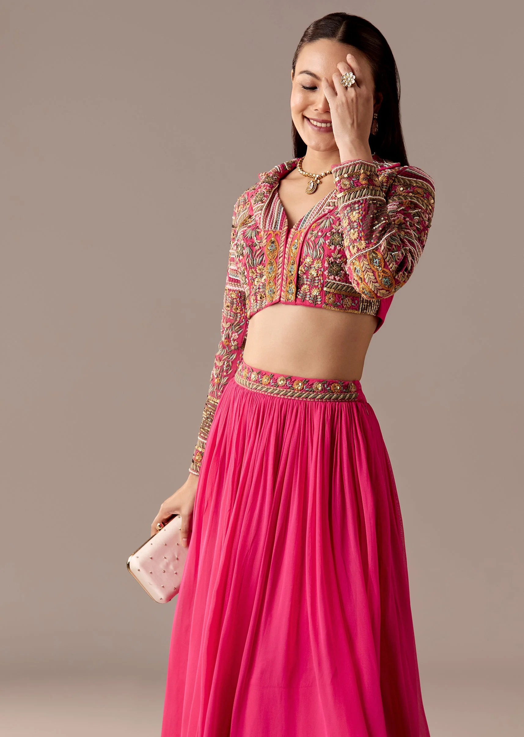A Pink Bridesmaid Lehenga Sets - Image 4