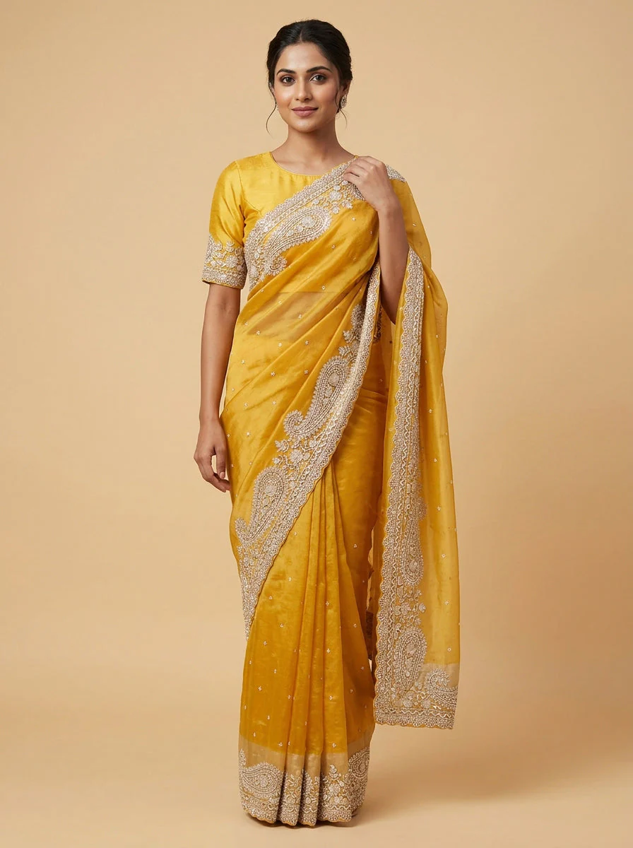 Amber Mustard Warm Radiance Saree