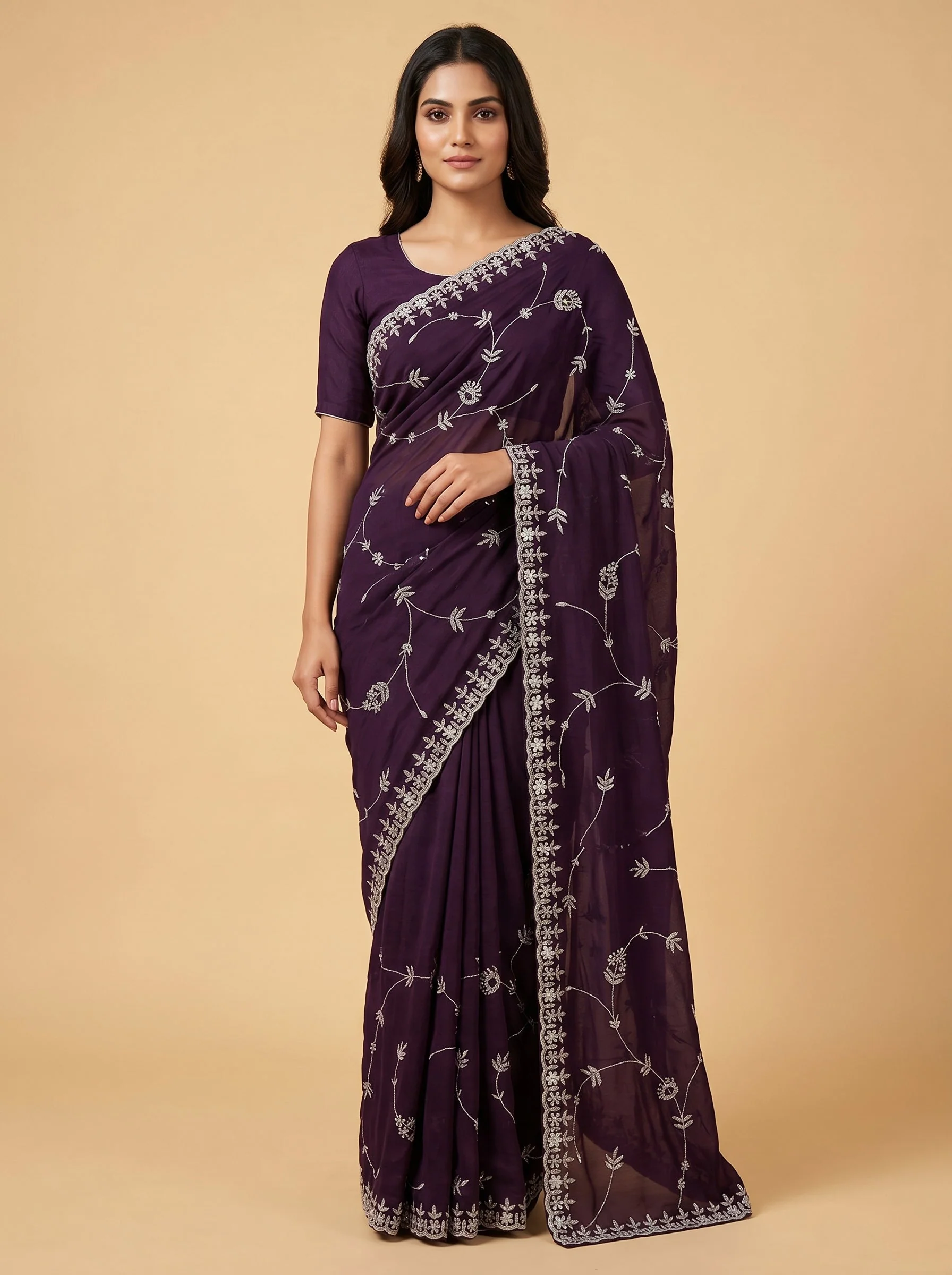 Amethyst Silk Radiance Saree