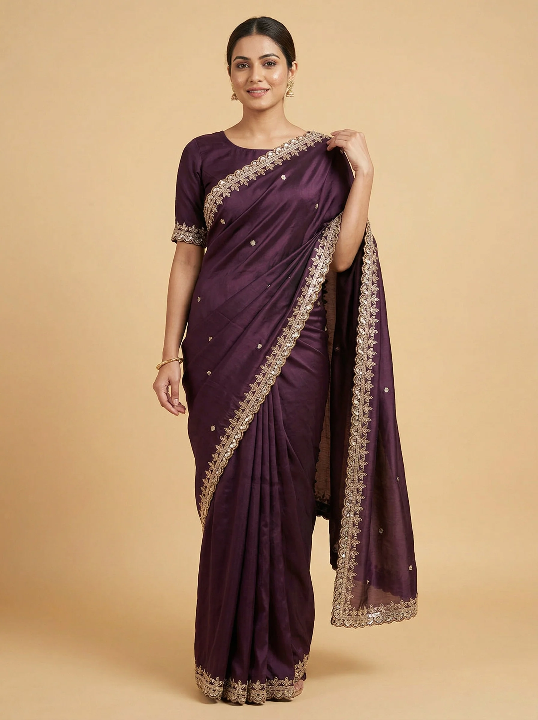 Amethyst Violet Embroidered Saree