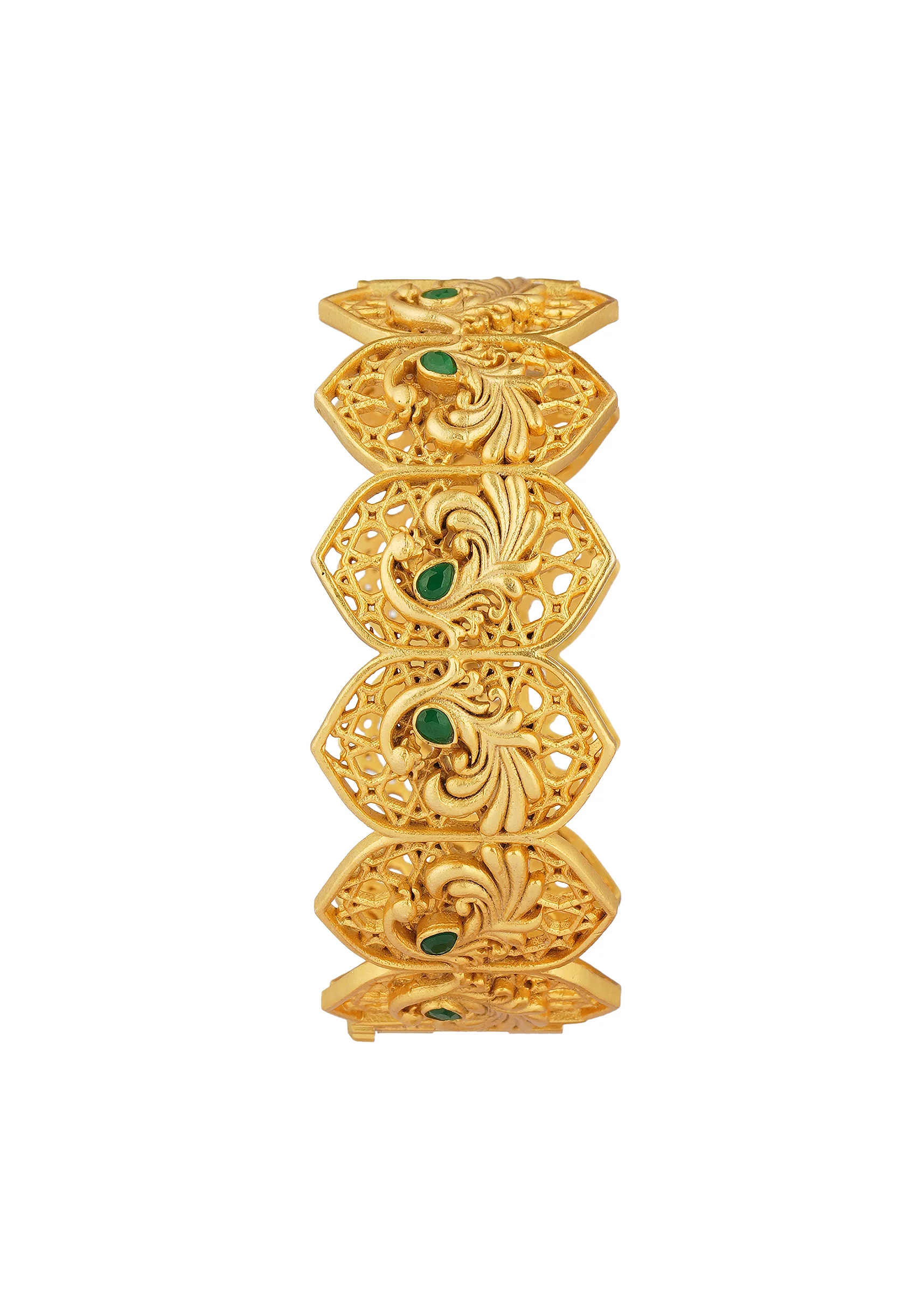 Antique Gold Bangle With Zircon Accents - Image 3