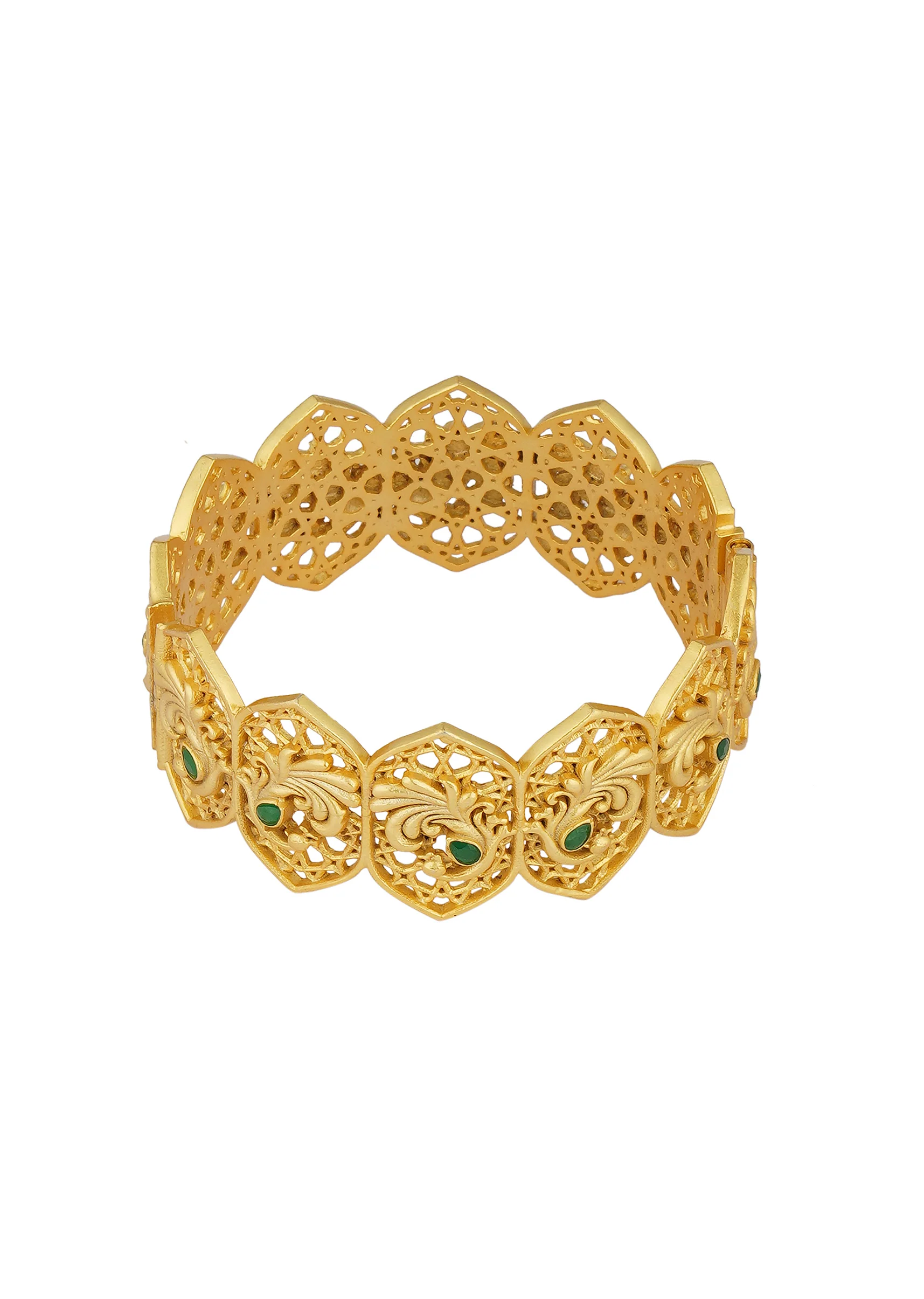 Antique Gold Bangle With Zircon Accents - Image 4