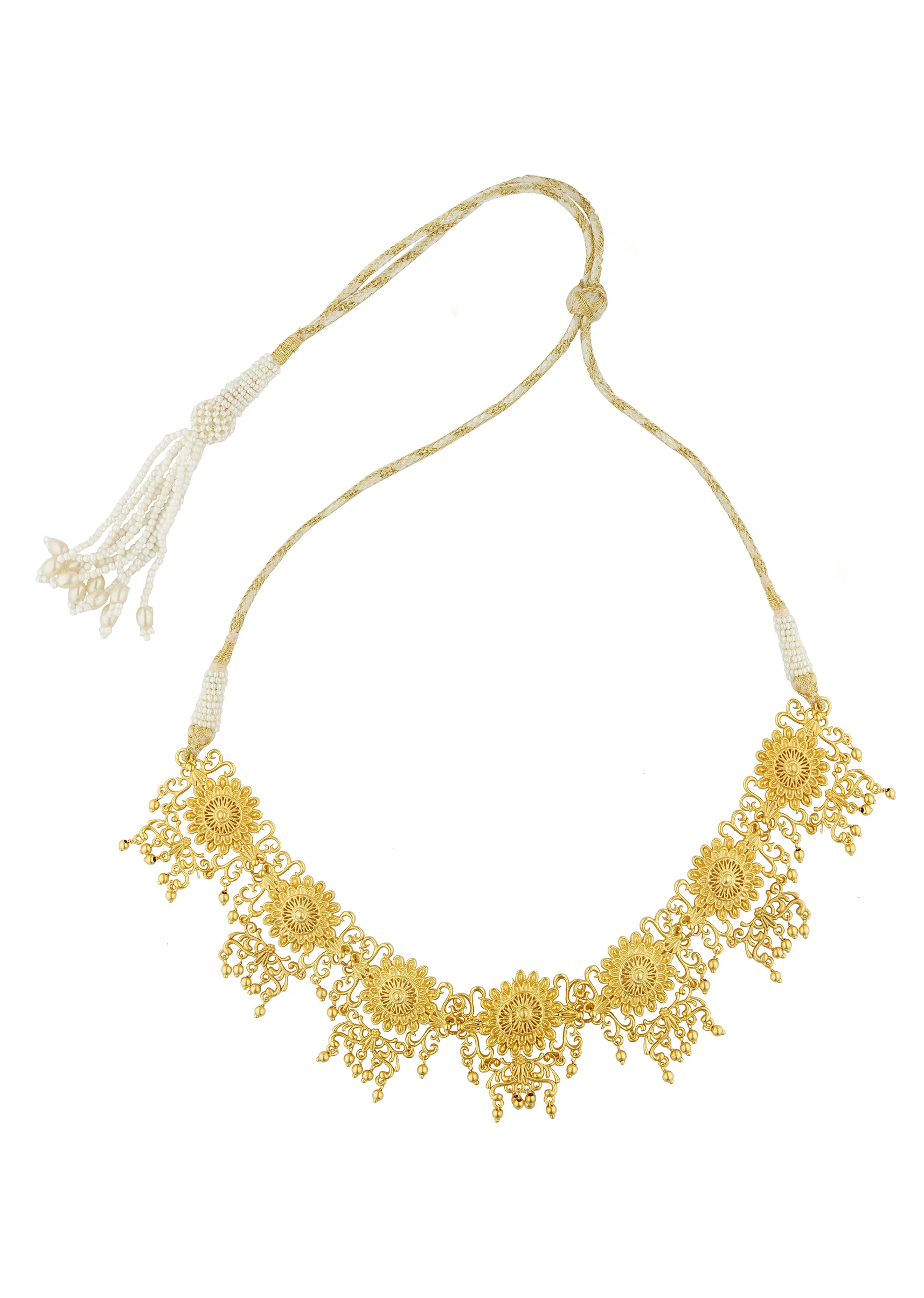 Antique Gold Choker Necklace With Zircon Details - Image 3