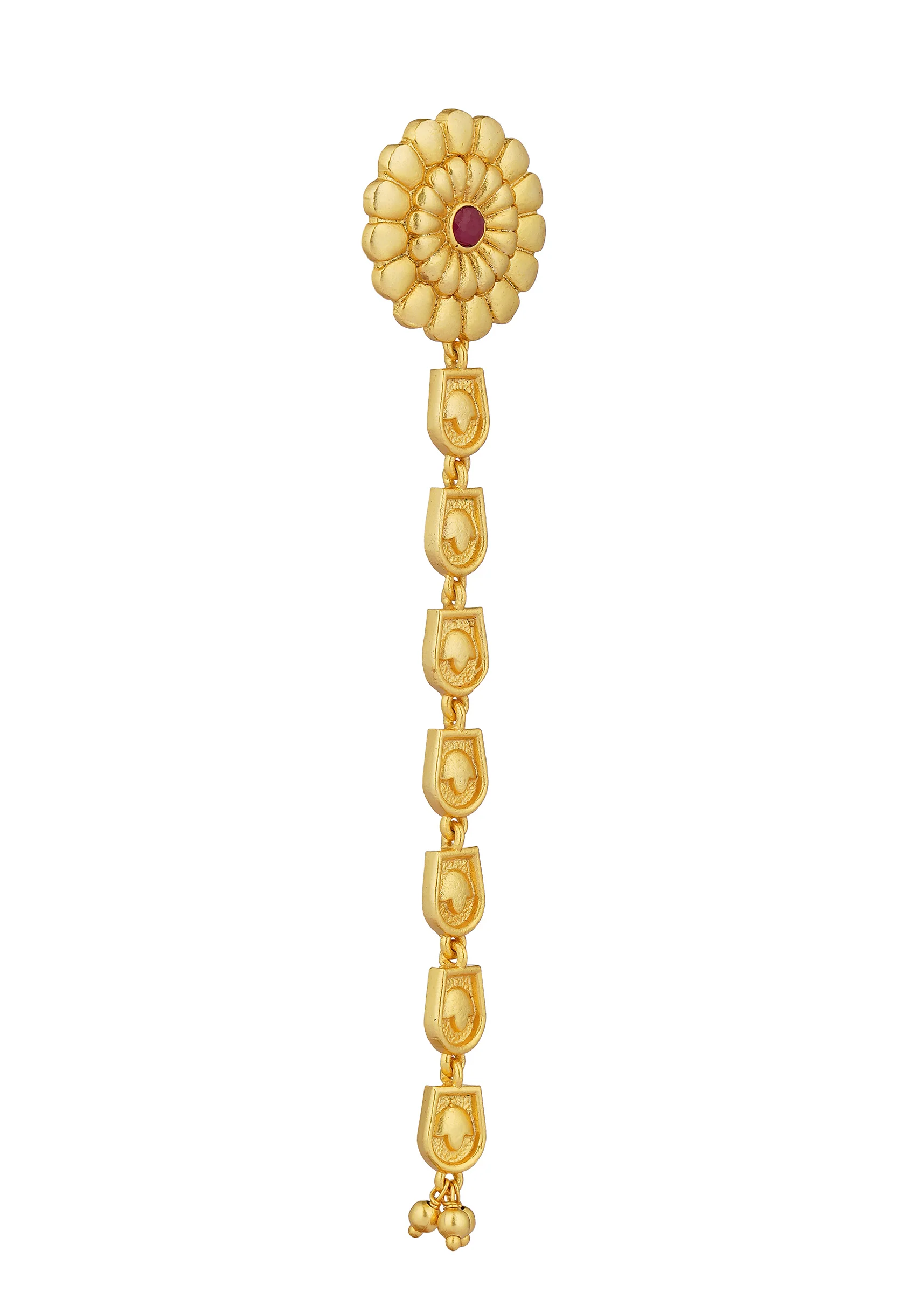 Antique Gold Floral Legacy Statement Earrings With Chain Detailing - Image 2