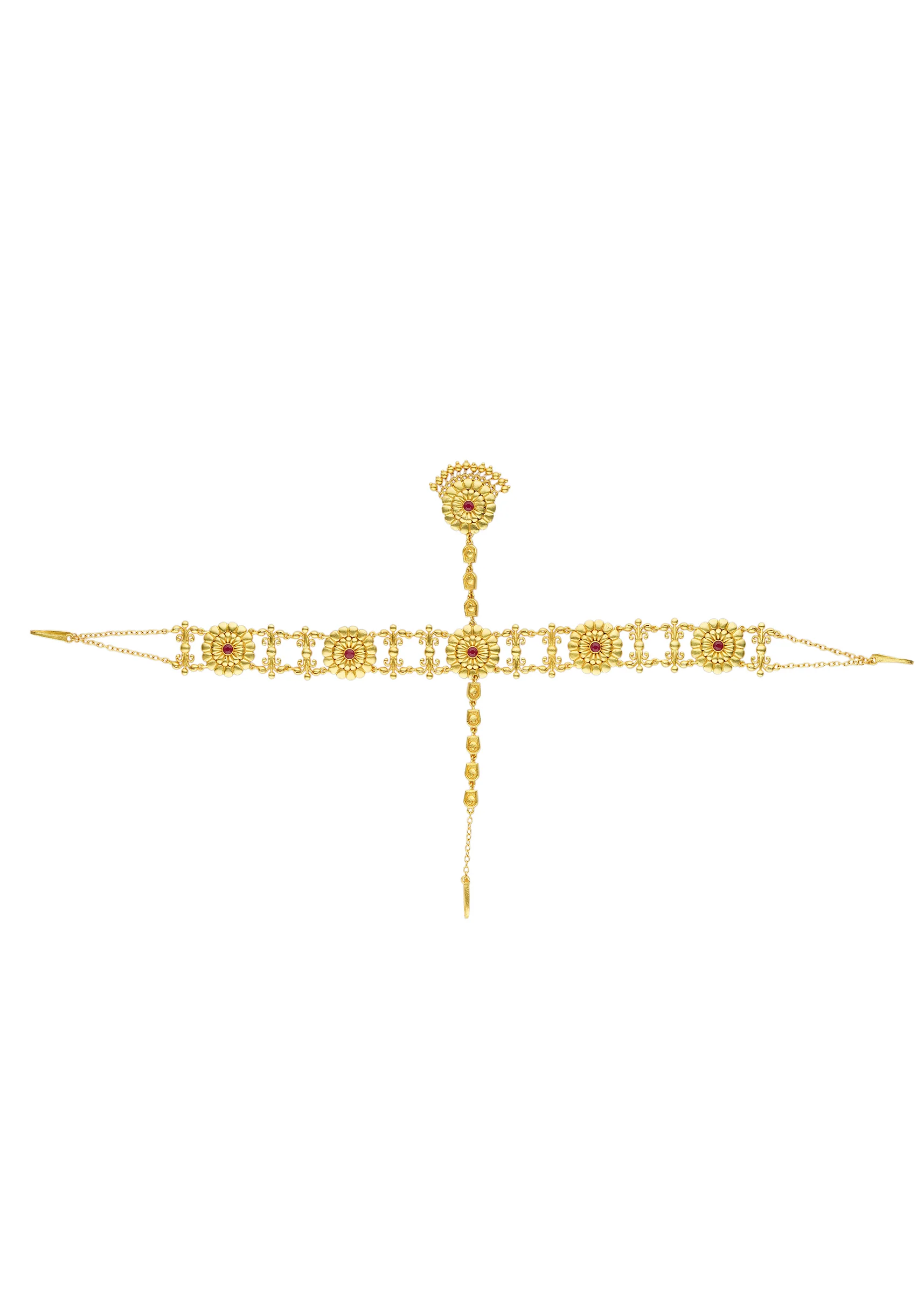 Antique Gold Maatha Patti With Zircon Embellishments - Image 2