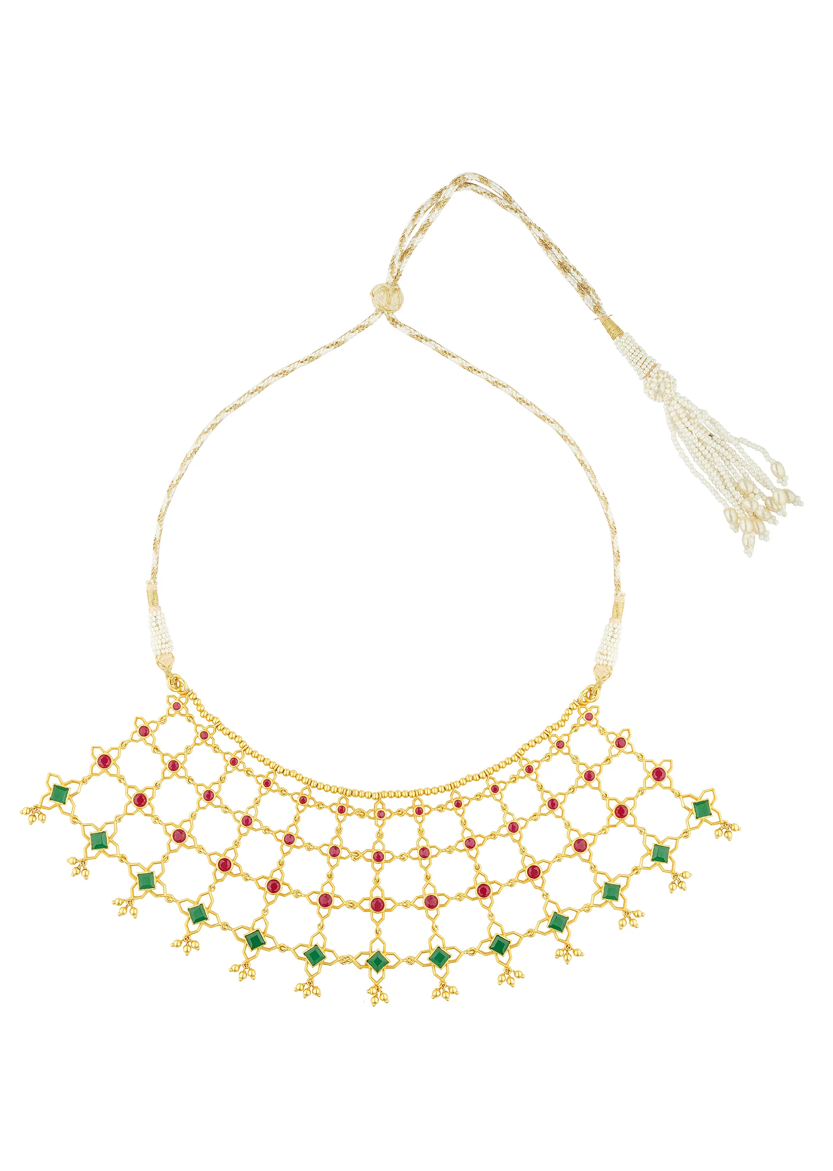 Antique Gold Necklace With Green Zircon Details - Image 3