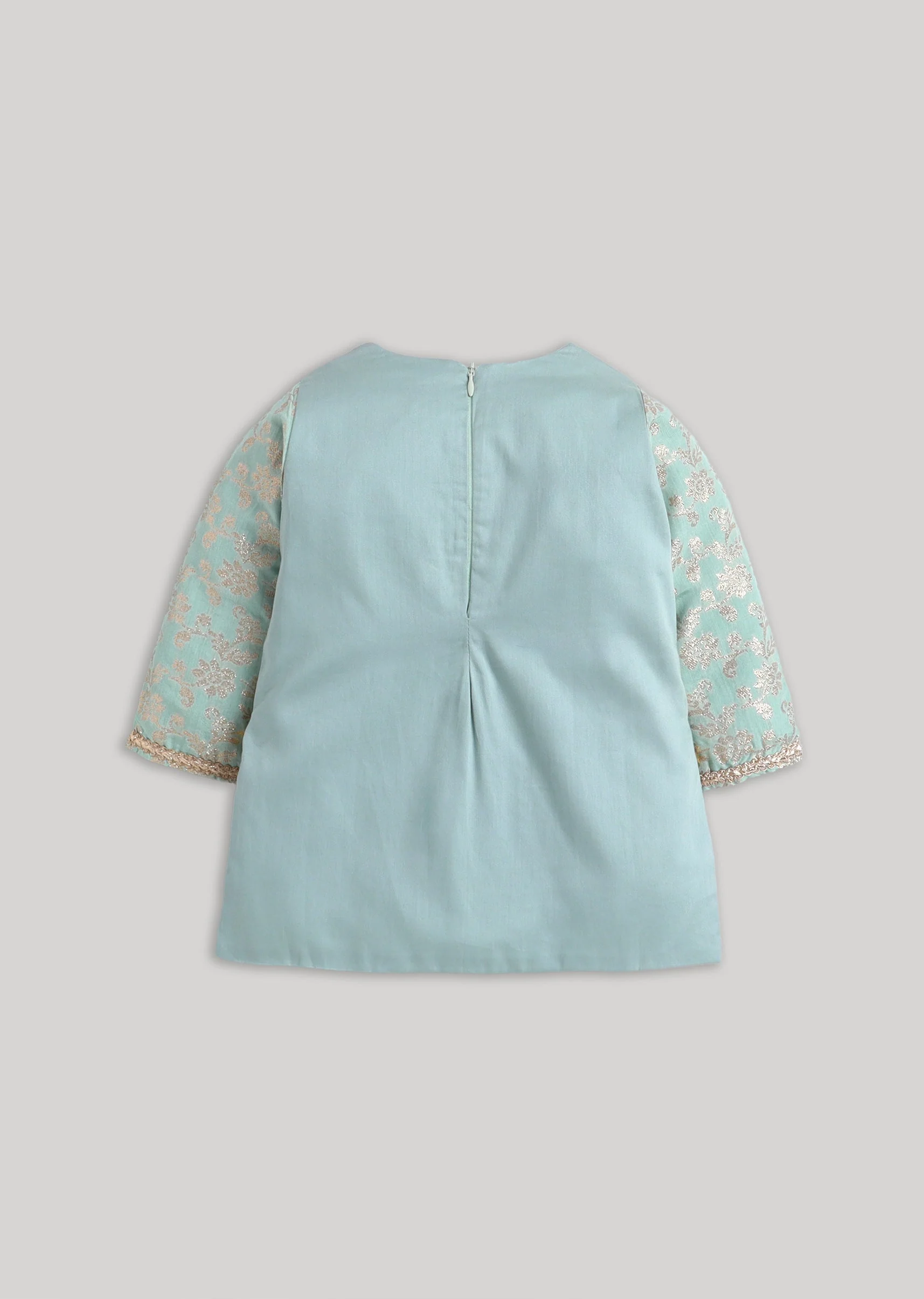 Aqua And Peach Salwar Kameez Set with Dupatta - Image 3