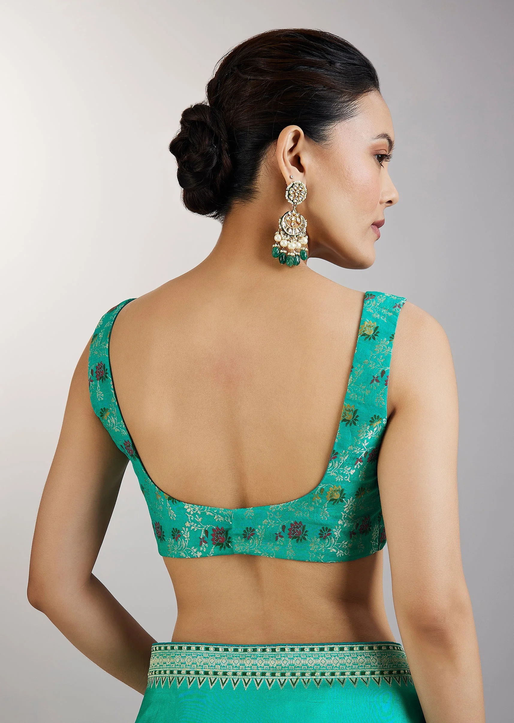Aqua Blue Dola Silk Paithani Saree - Image 8