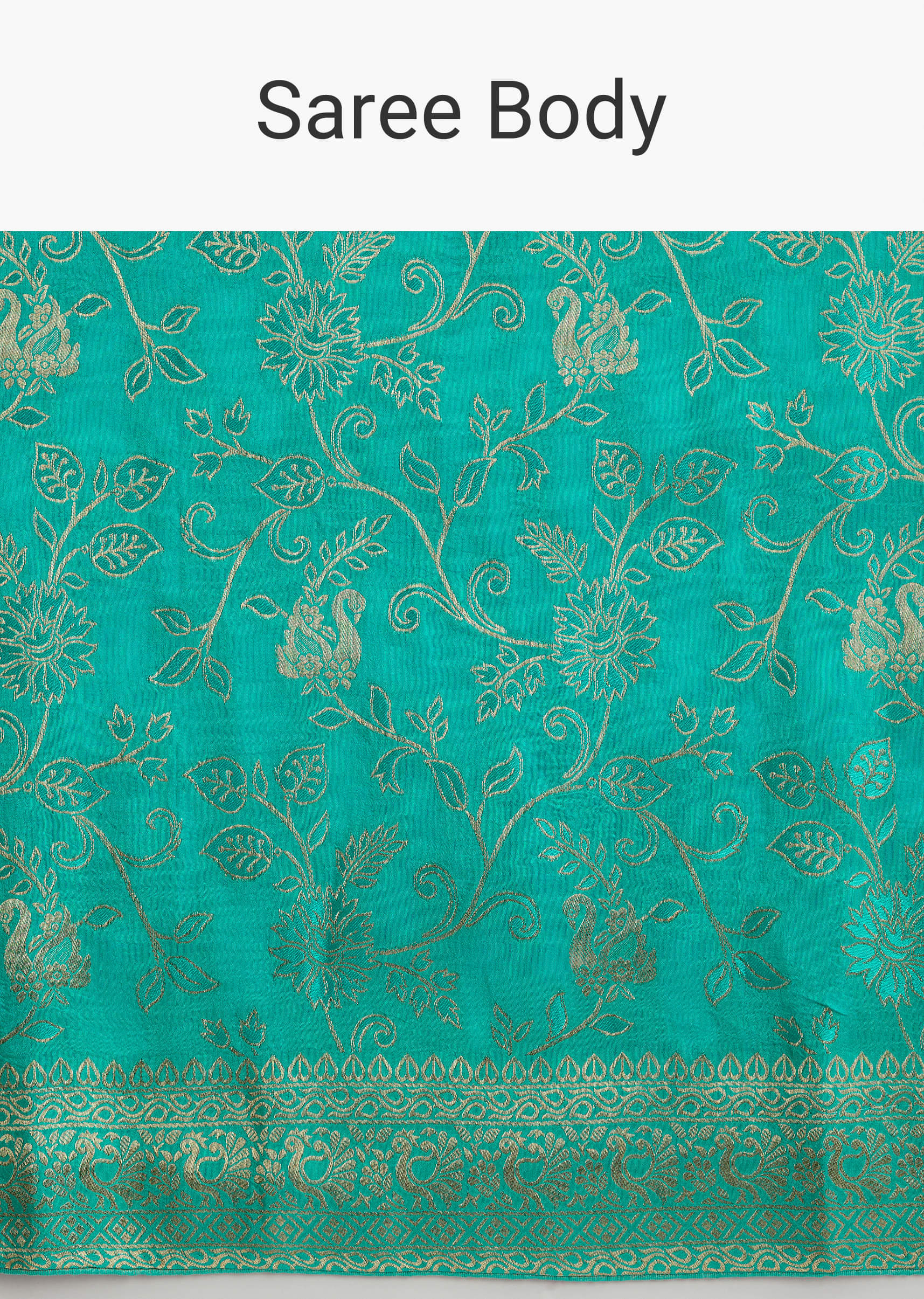 Aqua Blue Dola Silk Woven Saree With Floral Jaal Work - Image 9