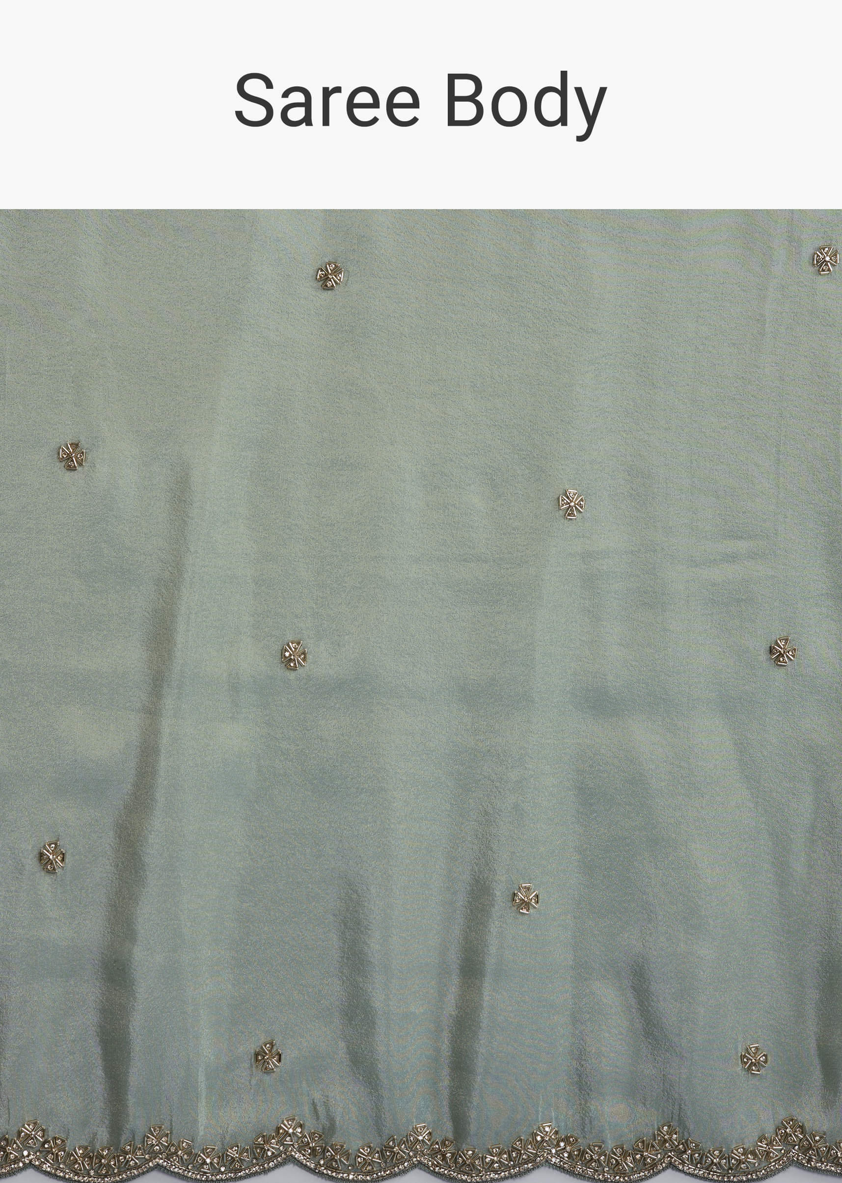 Aqua Blue Tissue Saree With Intricate Hand Embroidery - Image 9