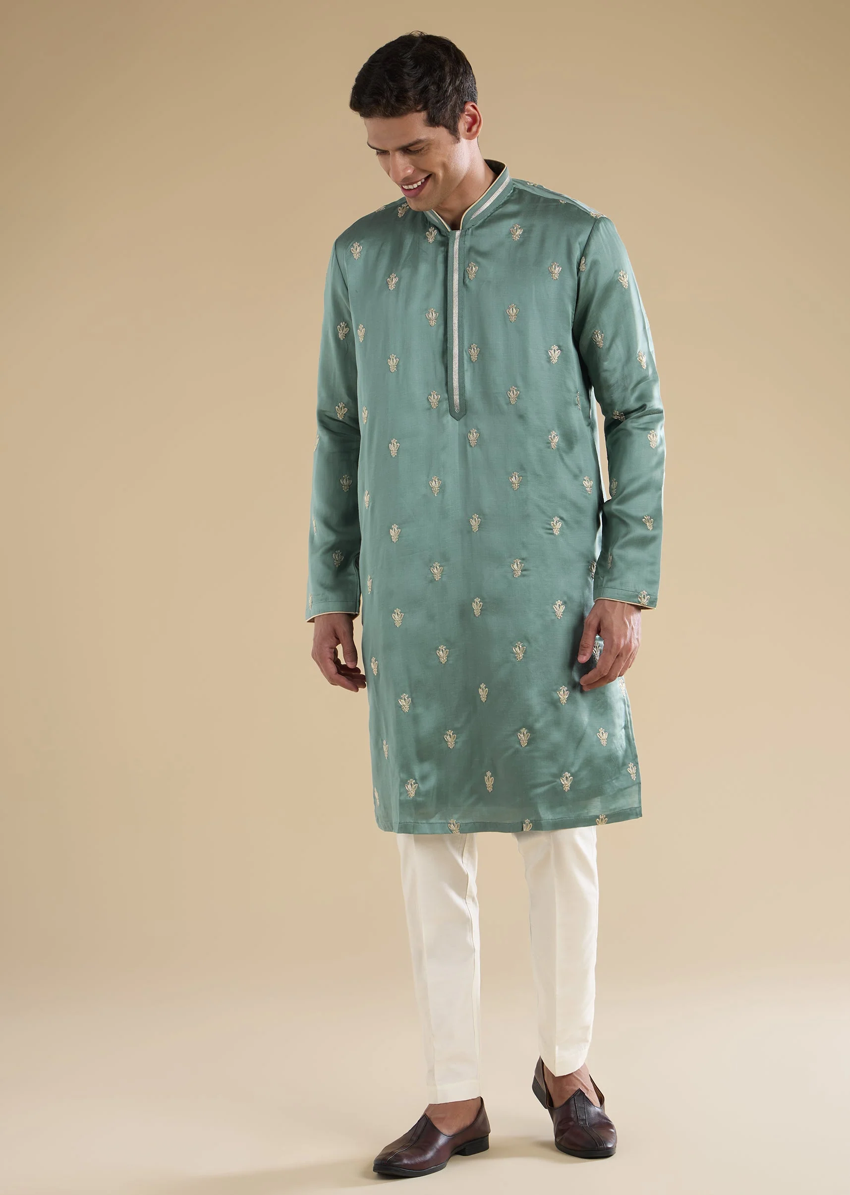 Aqua Blue Zardosi Kurta Set