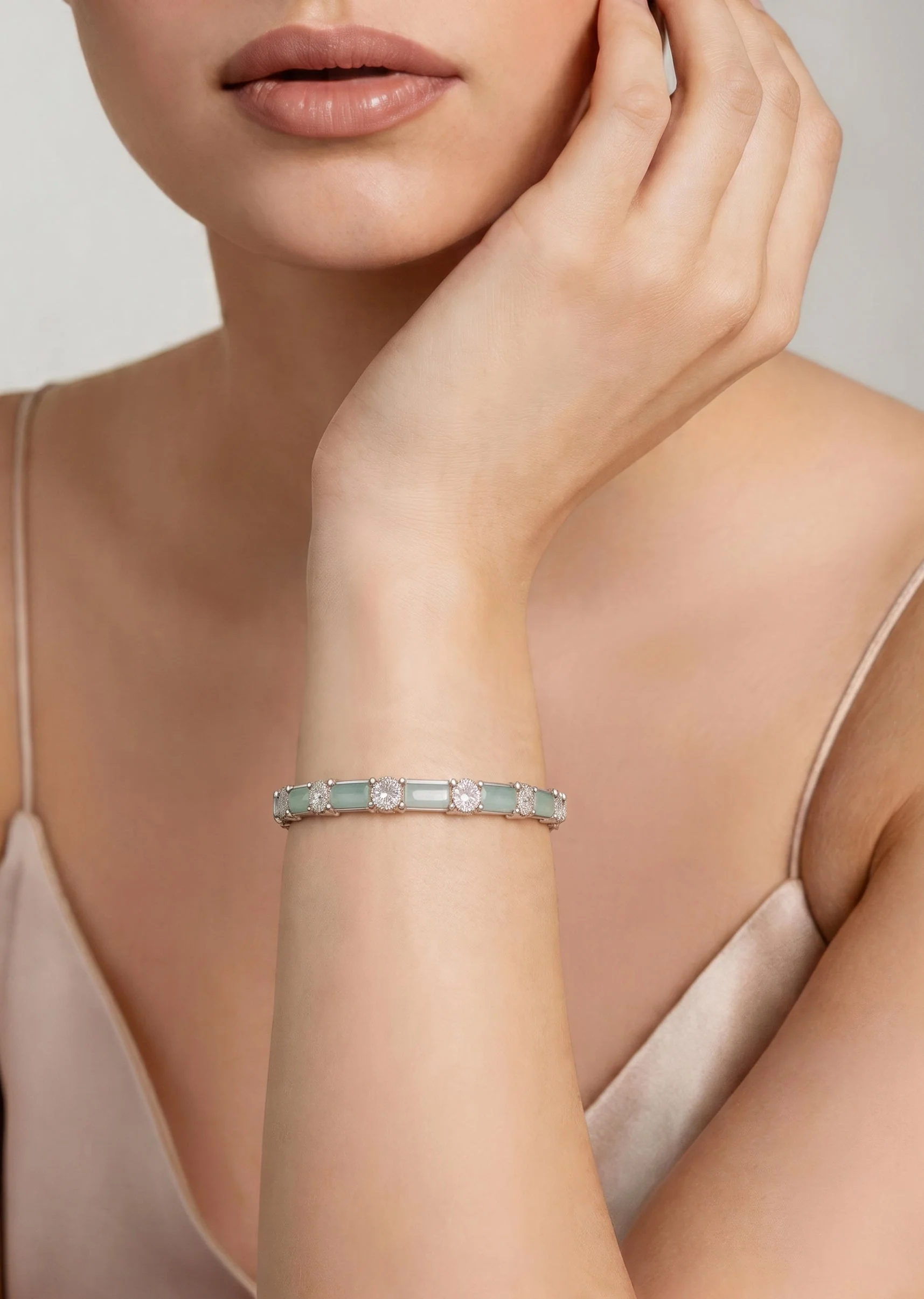 Aqua Enamel Zirconia Bangles