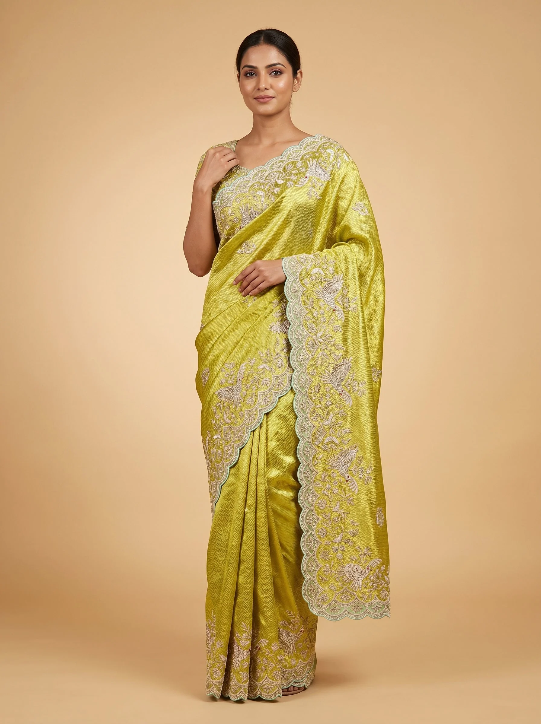 Aqua Fresh Tone Embroidered Saree