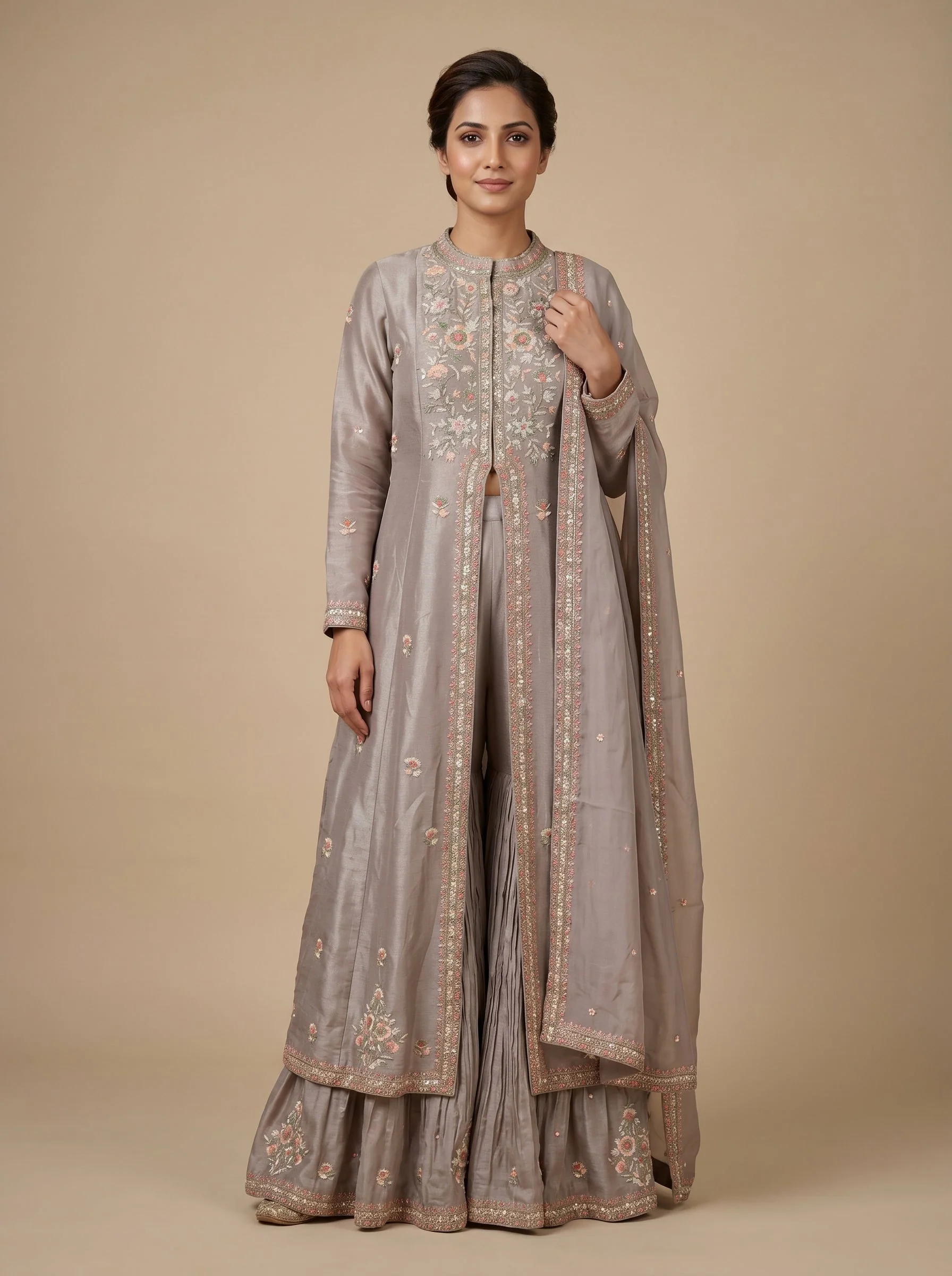 Ash Grey Skirt Set
