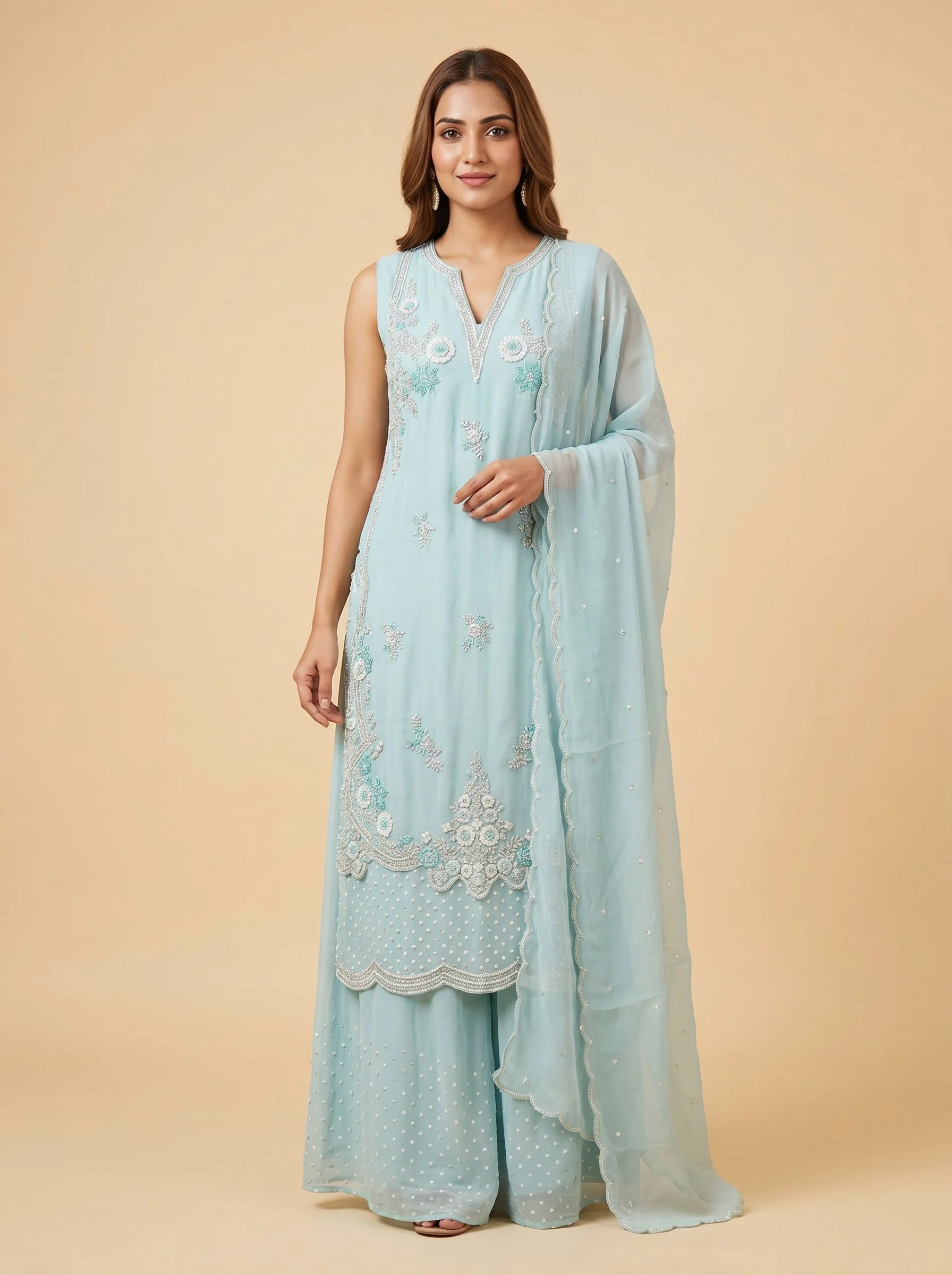 Azure Sky Blue Palazzo Set
