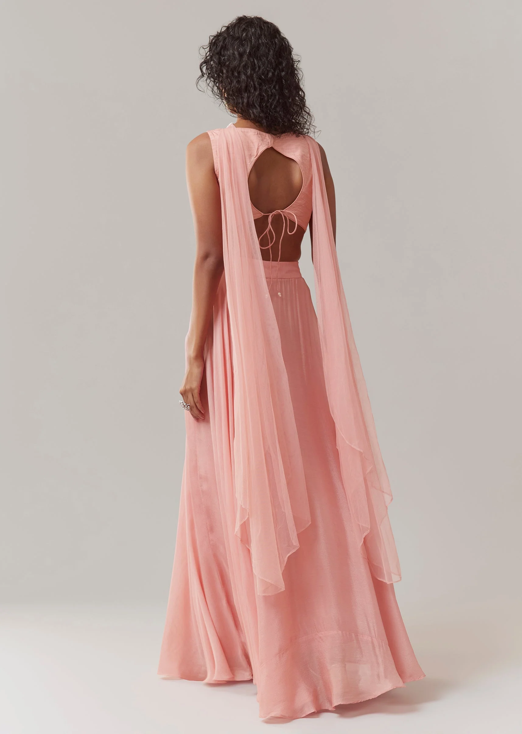 Baby Pink Chinon Silk Lehenga Set - Image 5