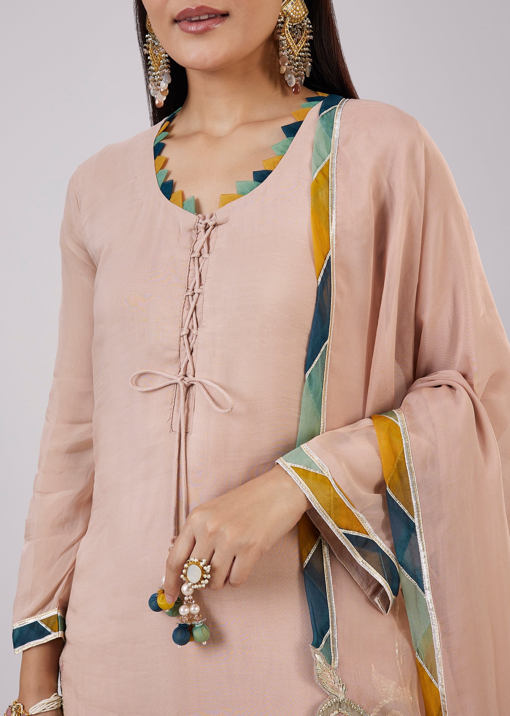 Baby Pink Organza Palazzo Set - Image 2