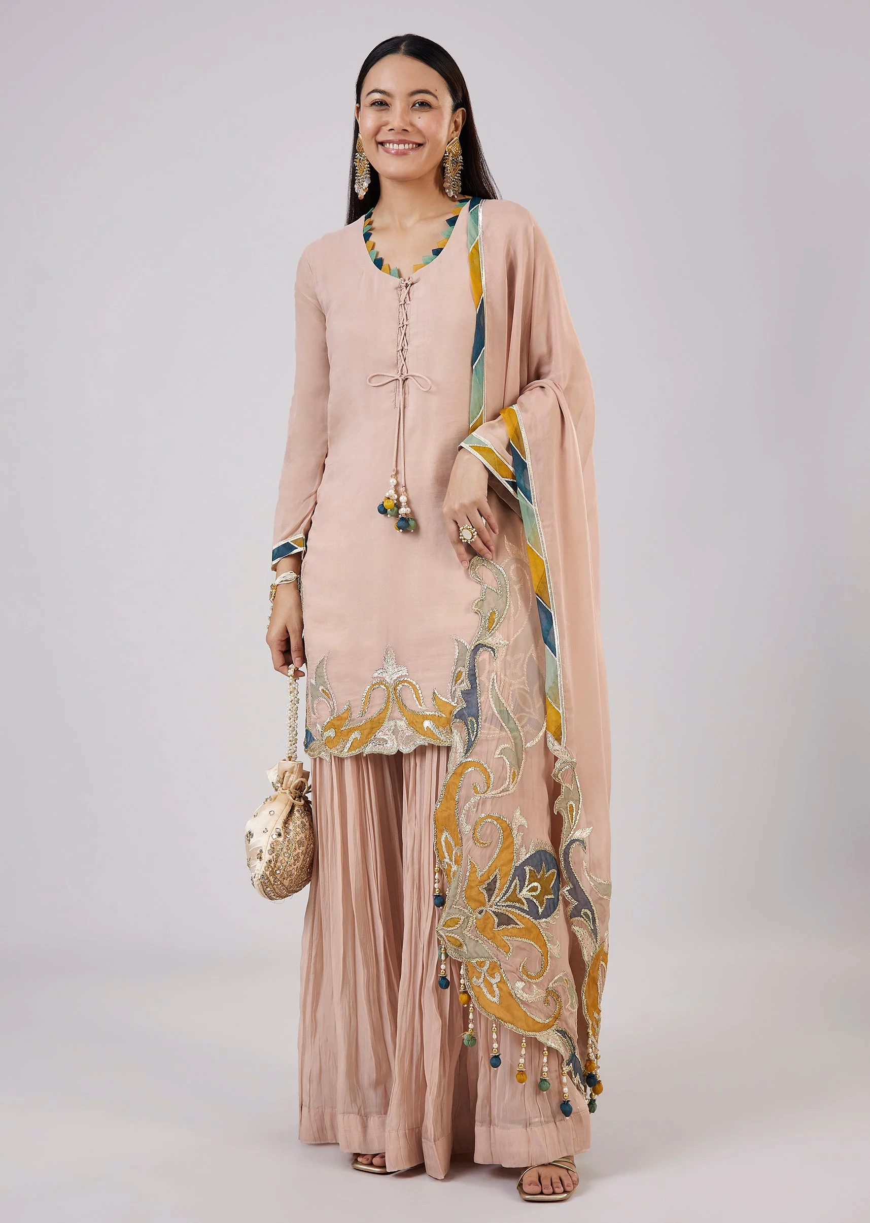 Baby Pink Organza Palazzo Set - Image 3