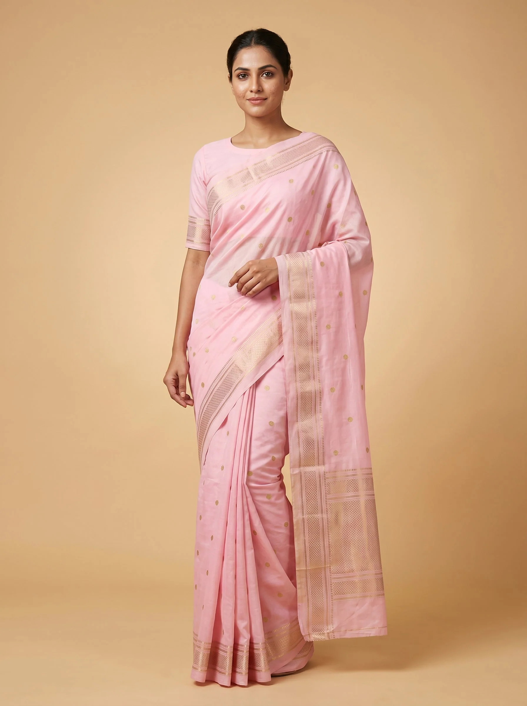 Baby Pink Softloom Handloom Saree