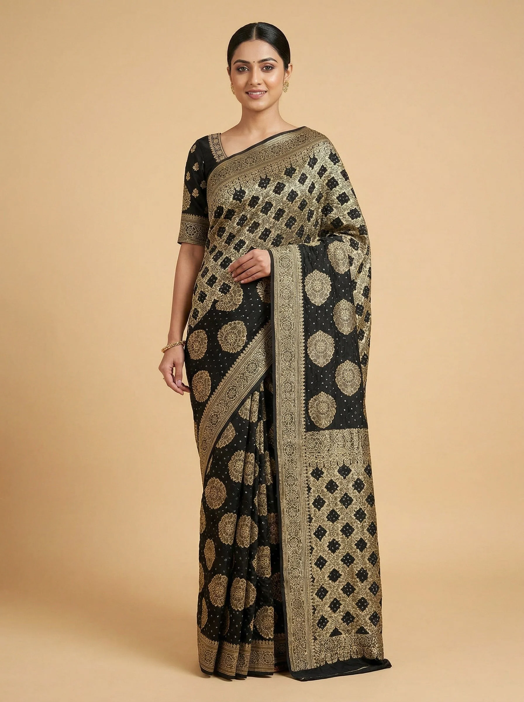 Bandhani Black Saree