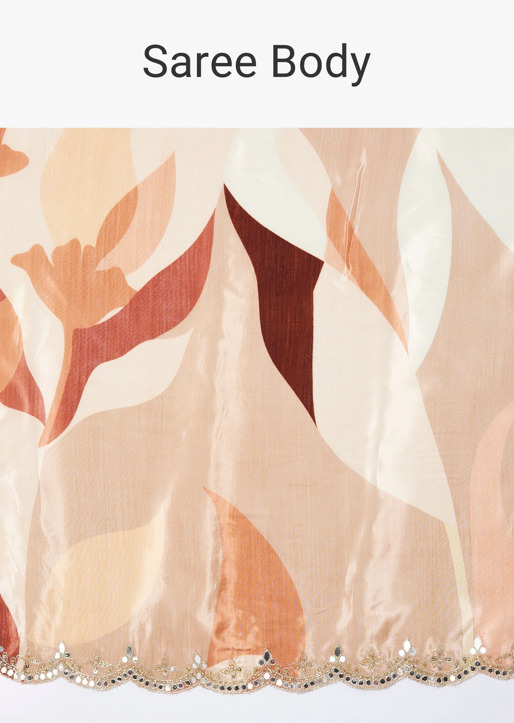 Beige Abstract Print Saree with Blouse - Image 9