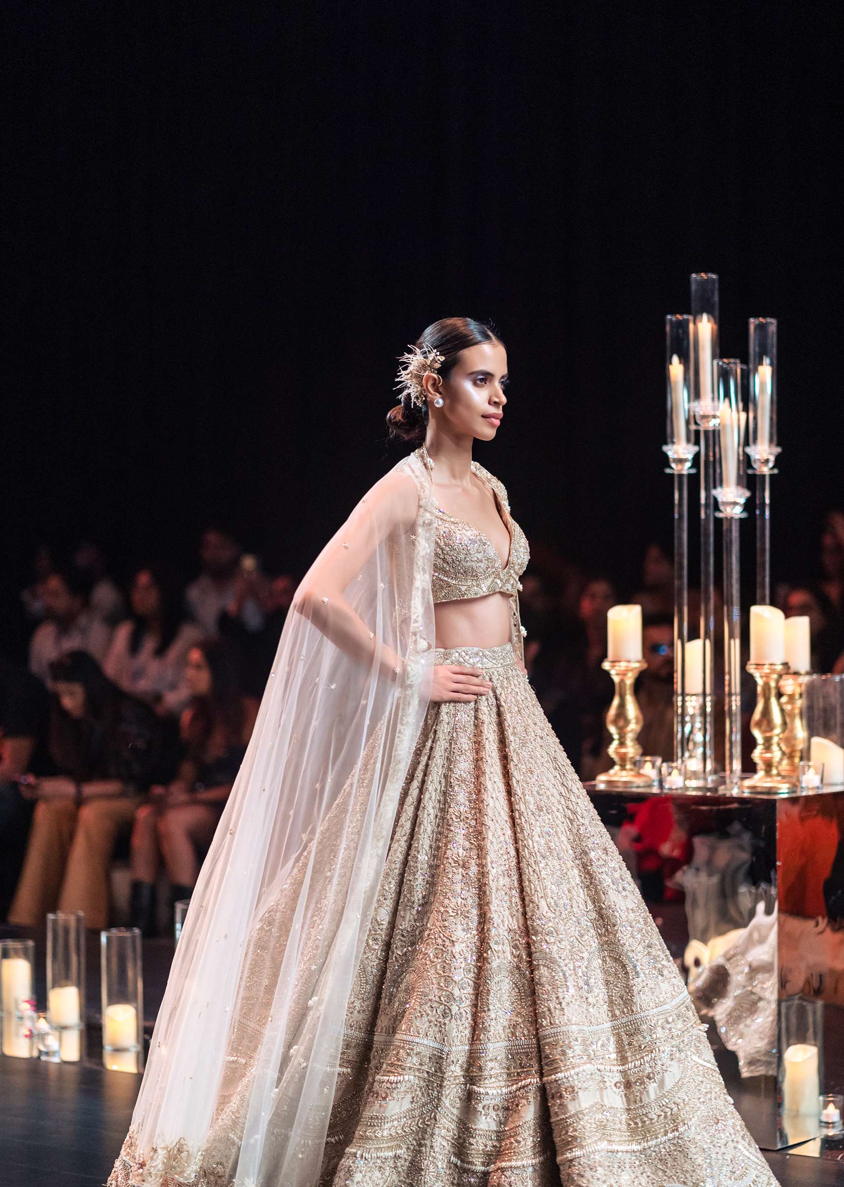 Beige Bridal Lehenga Set In Raw Silk With Jaal Embroidery And Pearl Tassels - Image 2