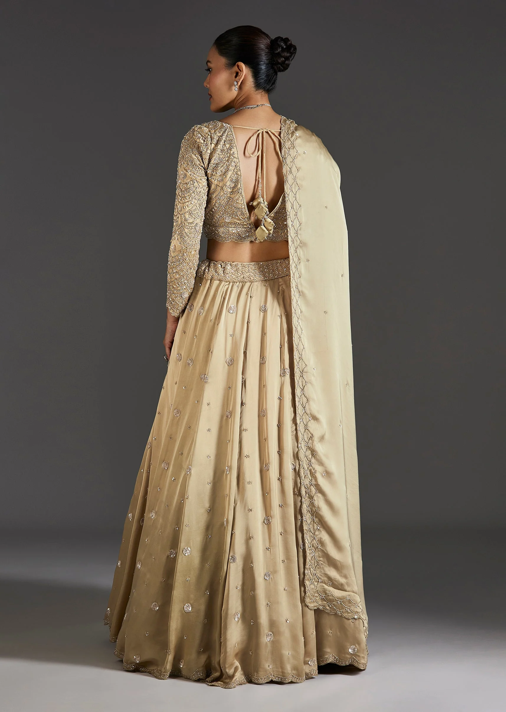 Beige Cut Dana And Sequins Embroidered Lehenga - Image 2