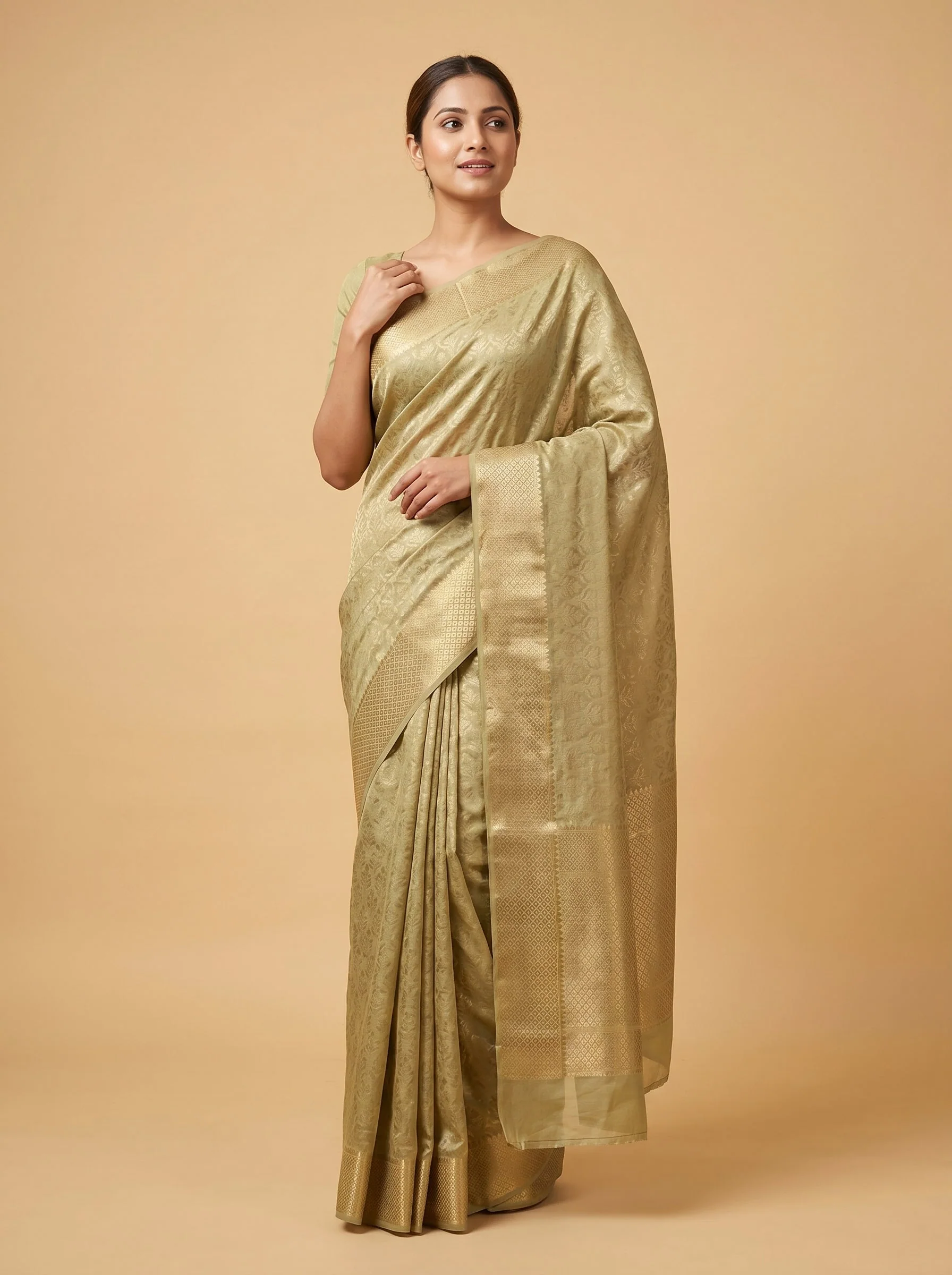 Beige Elegant Fall Handloom Saree