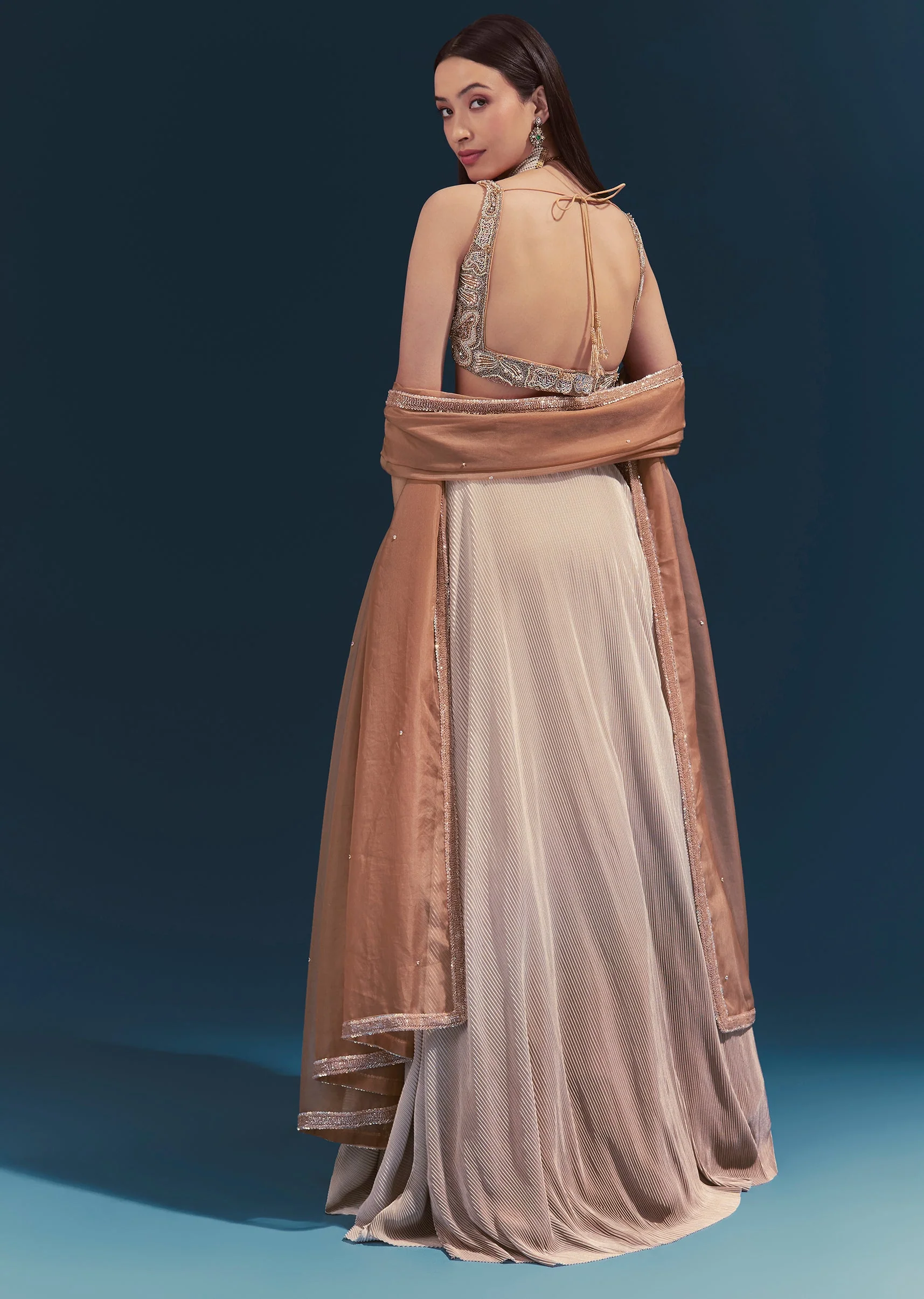 Beige Embroidered Lehenga Set With Dupatta - Image 2