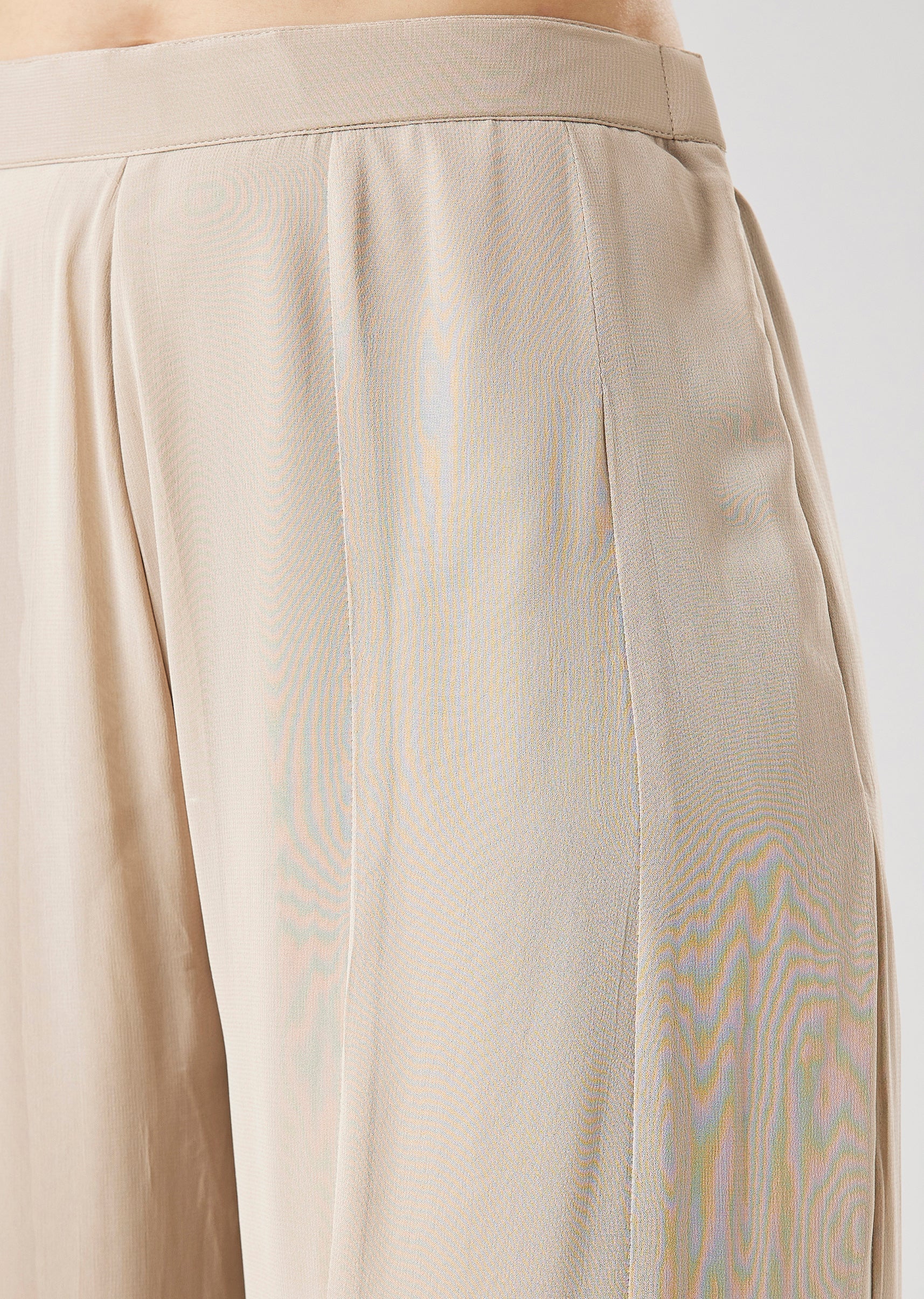 Beige Embroidered Palazzo Set With Dupatta - Image 6