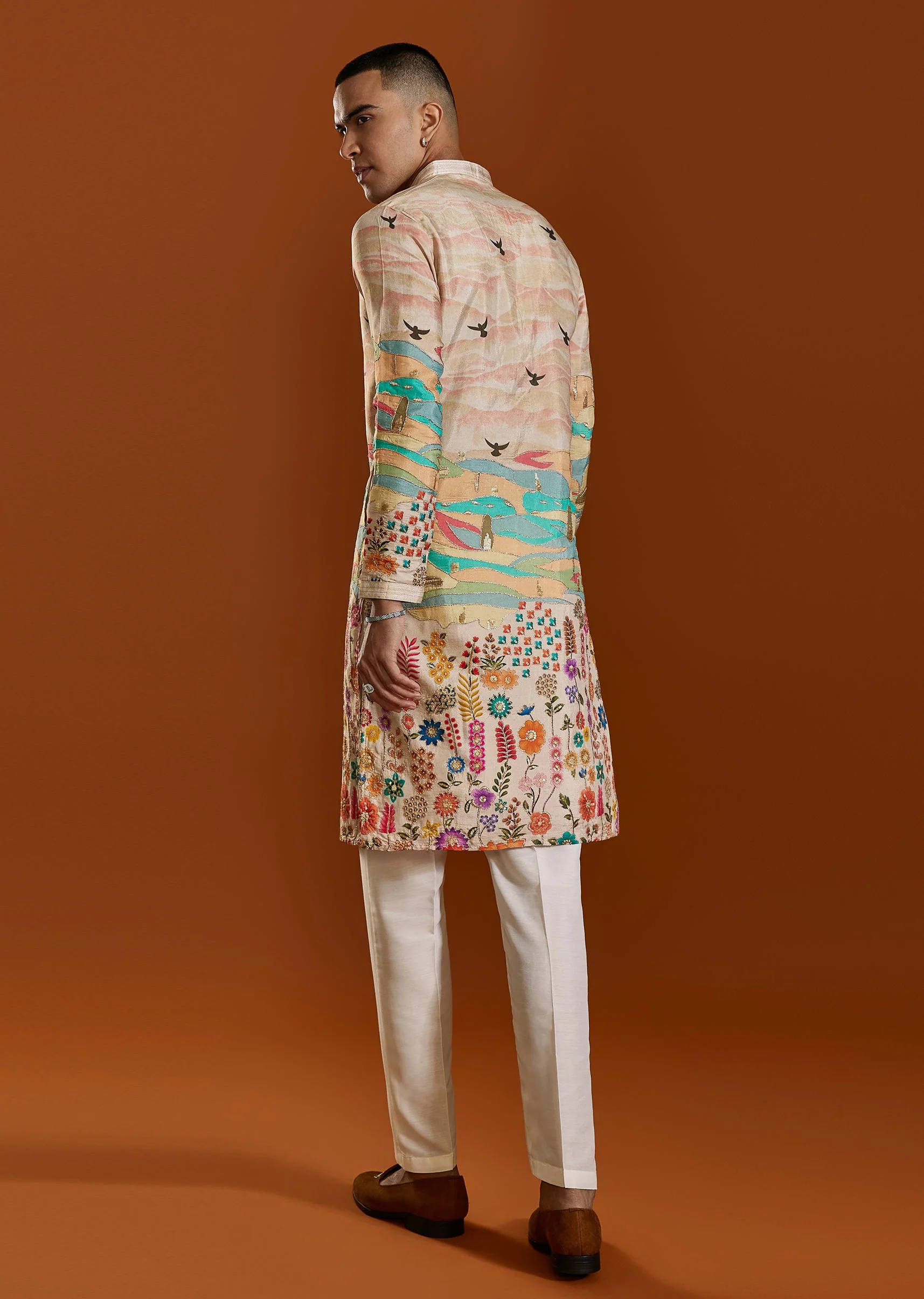 Beige Embroidered Viscose Kurta Set - Image 5