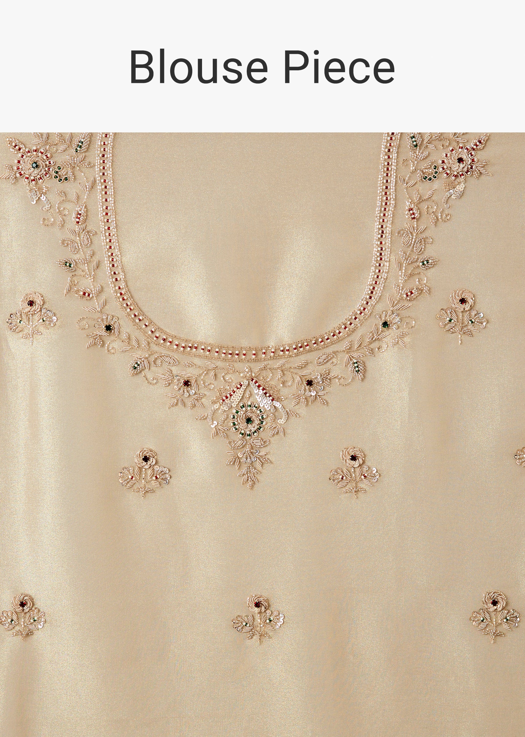 Beige Gold Tissue Embroidered Saree With Zardosi And Stone Work - Image 9