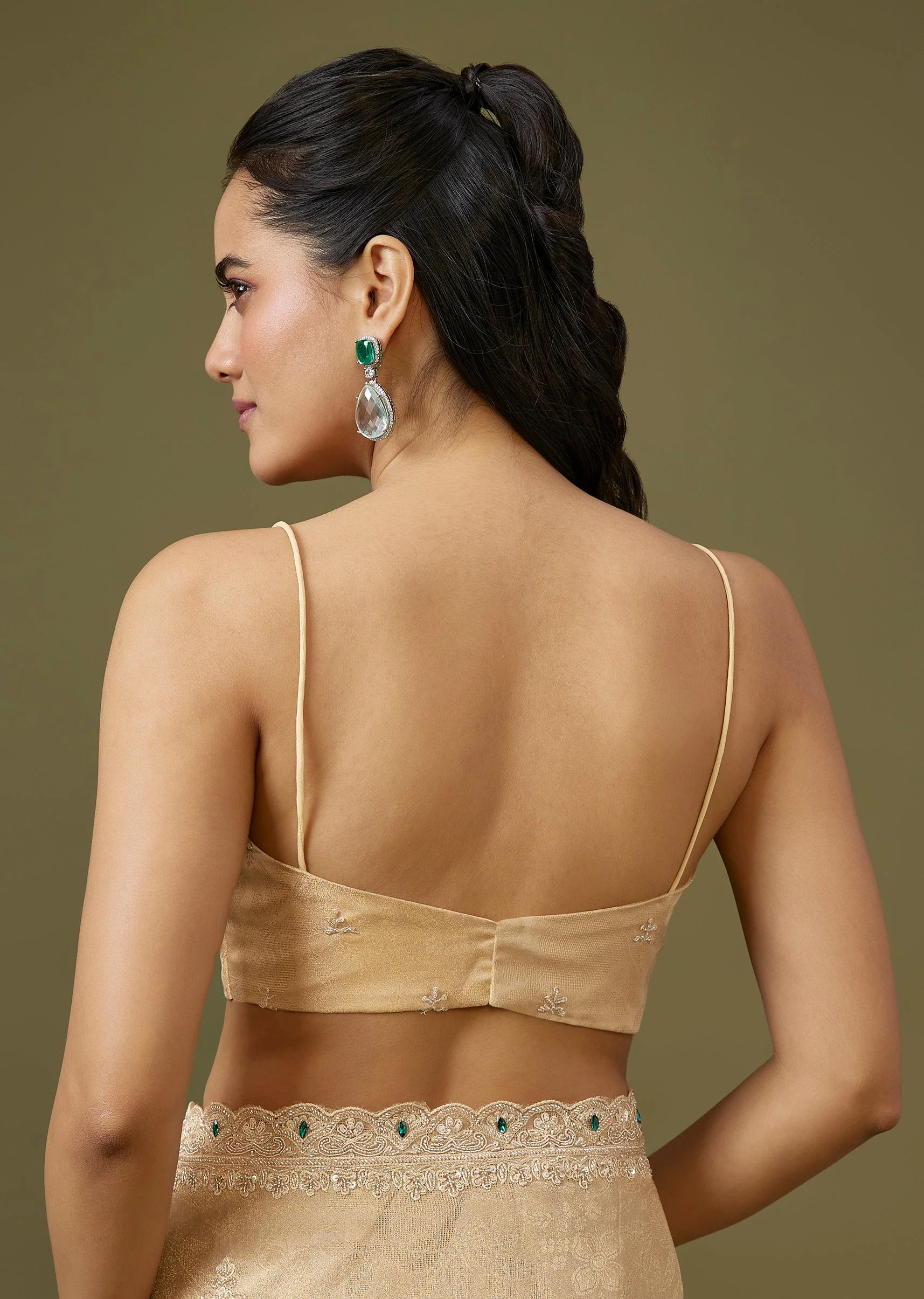 Beige Jacquard Dola Silk Saree - Image 8