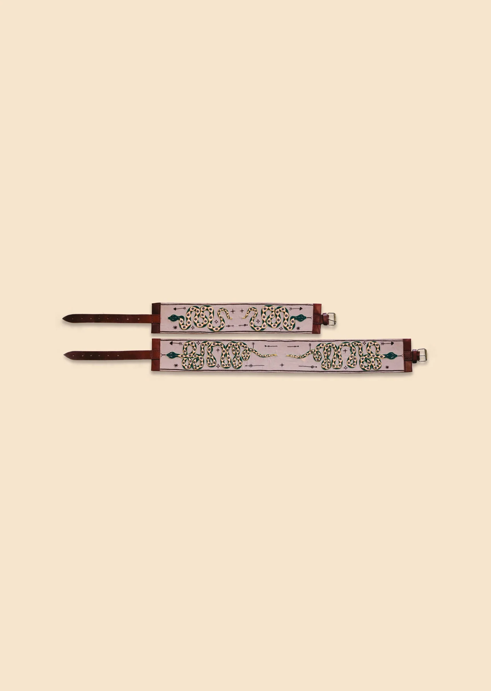 Beige Multi Color Embroidered Waist Belt - Image 2