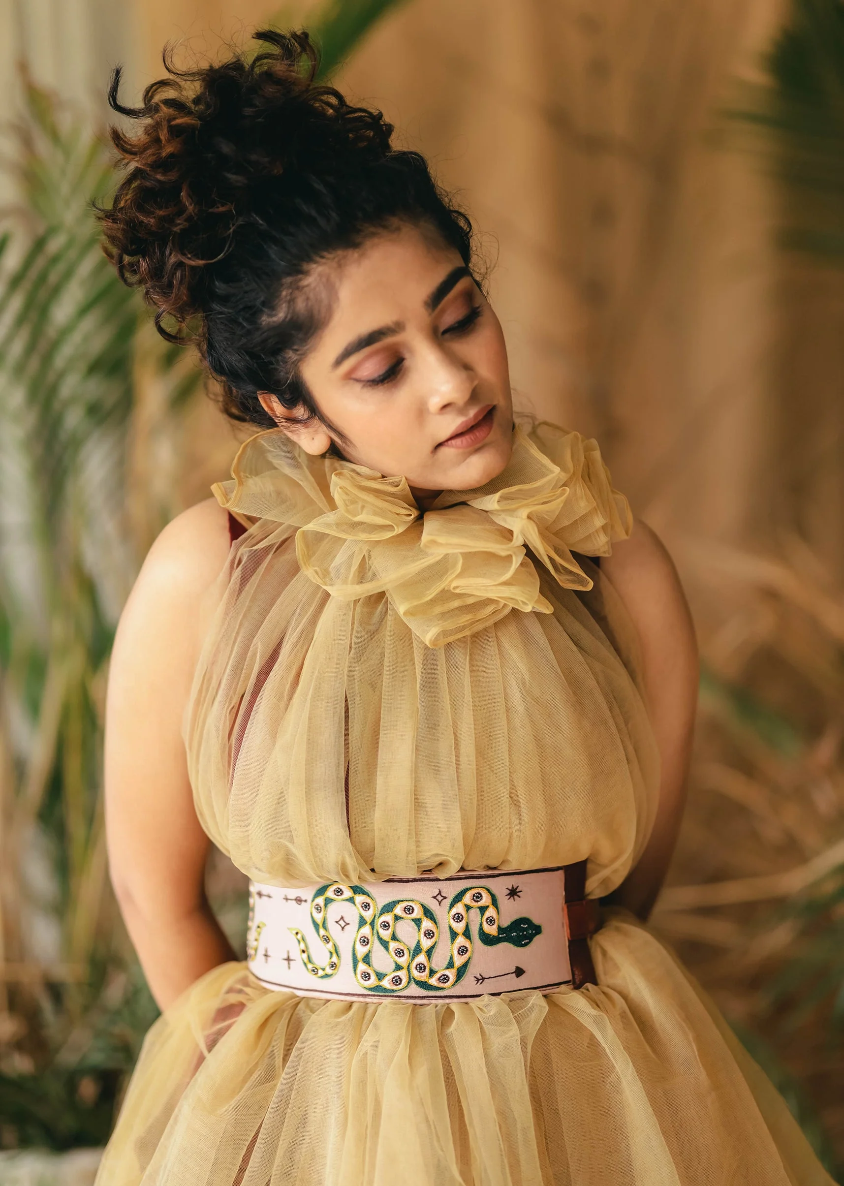 Beige Multi Color Embroidered Waist Belt - Image 4