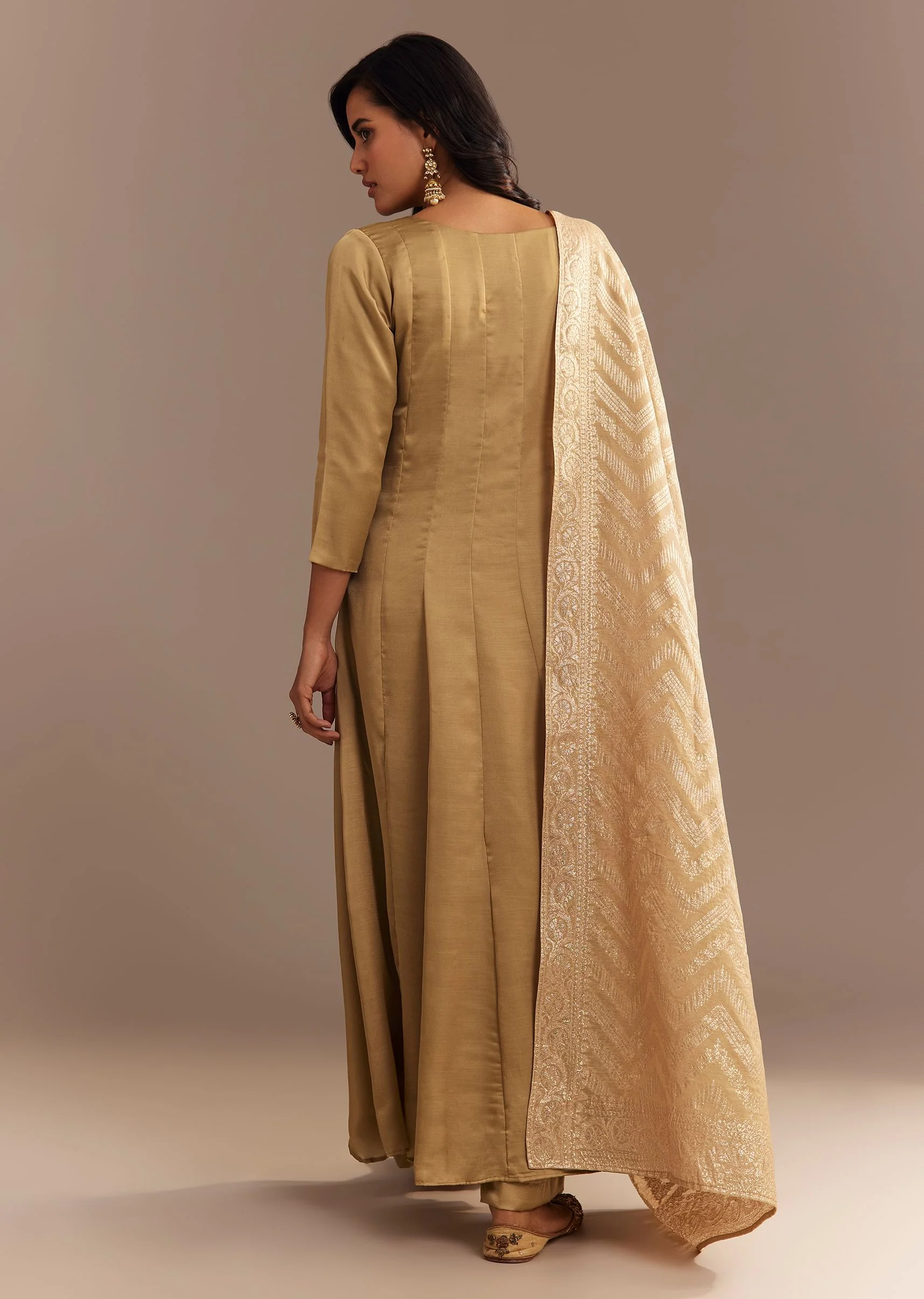 Beige Muslin Mirror Embroidered Kurta Set - Image 5
