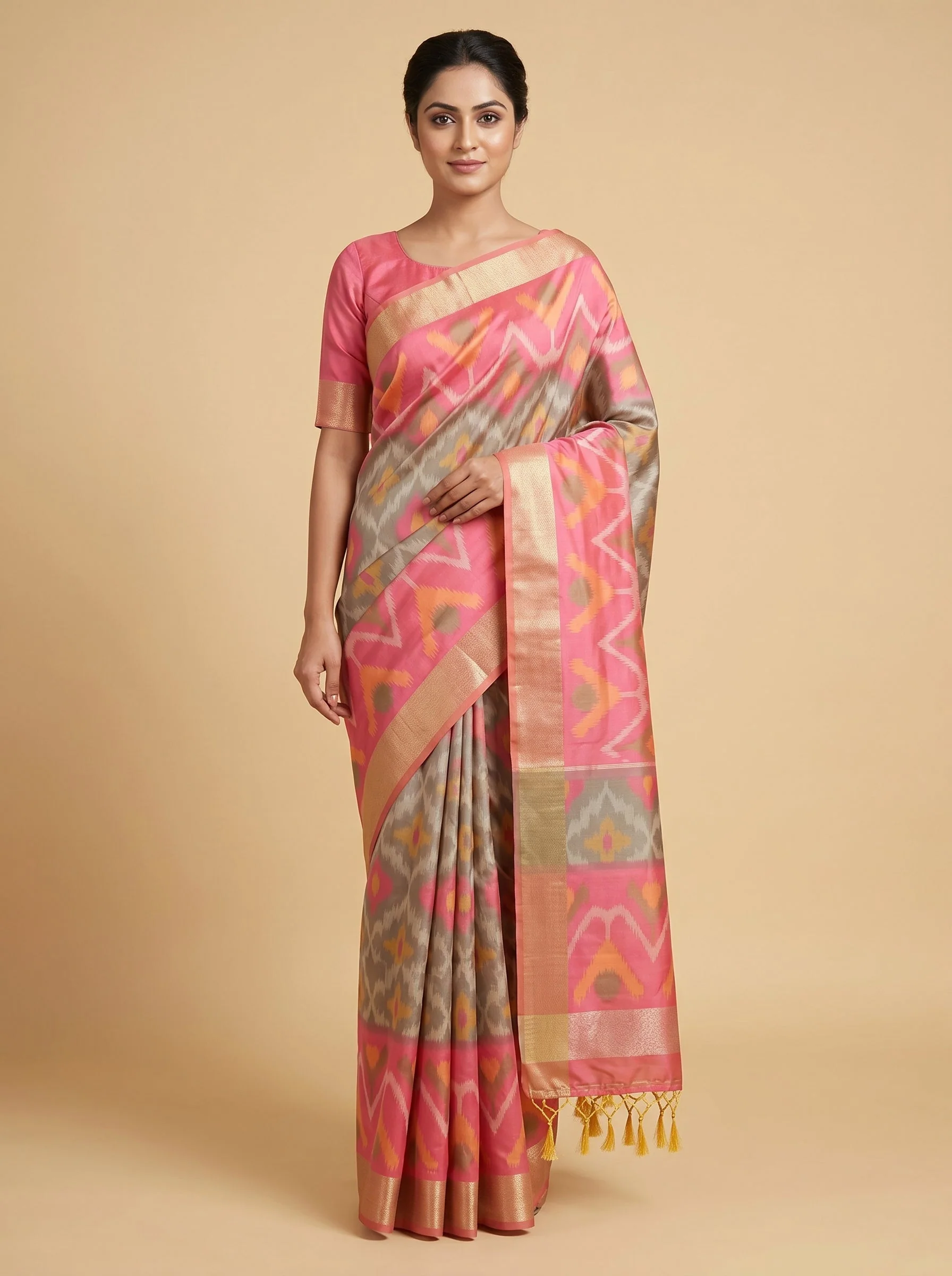 Beige Natural Tone Handloom Saree