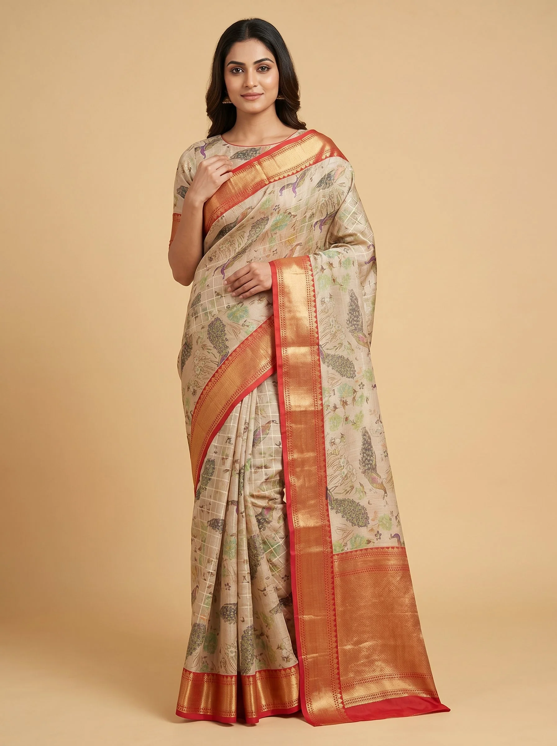 Beige Neutral Drape Handloom Saree