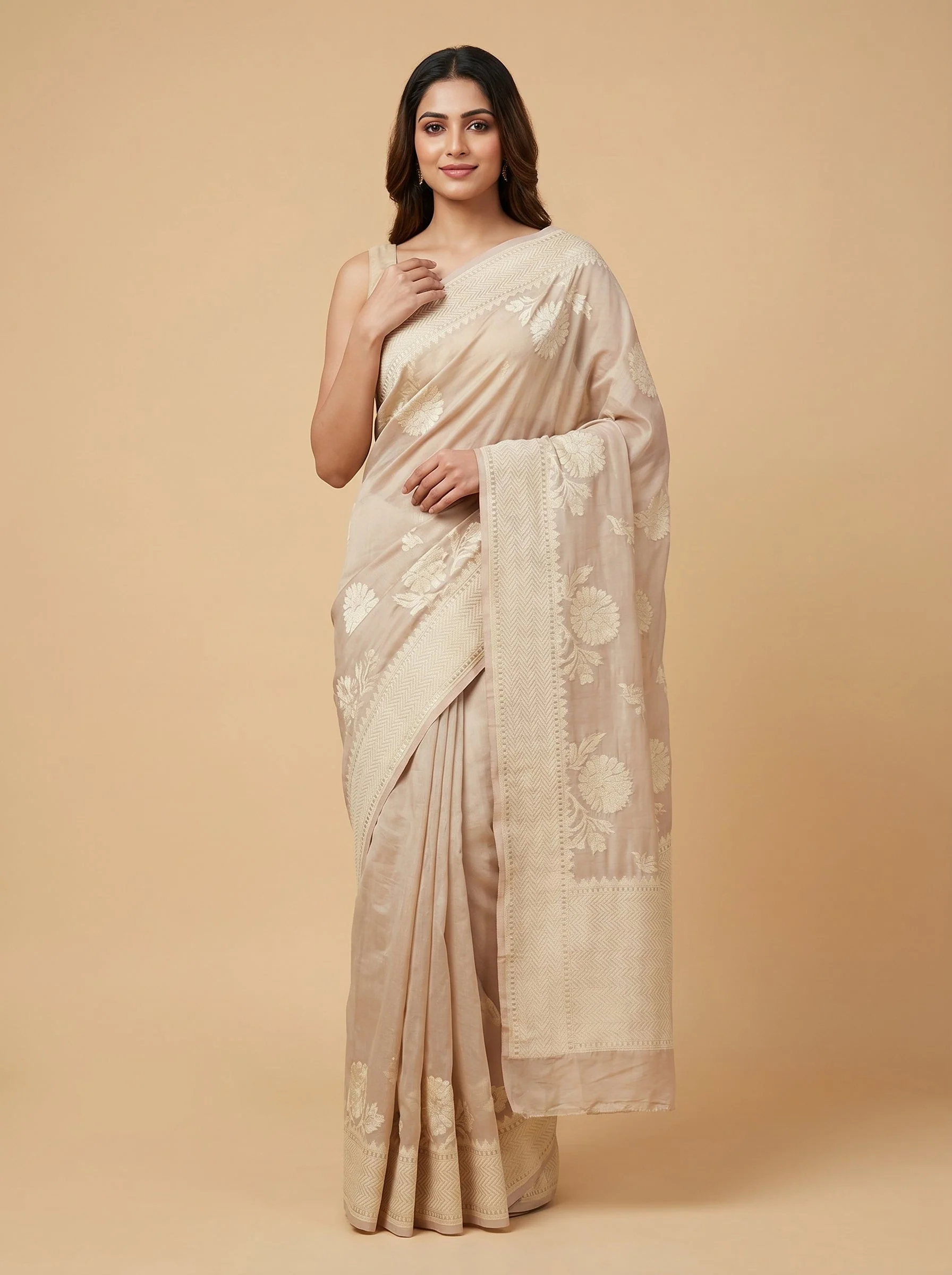 Beige Neutral Harmony Handloom Saree