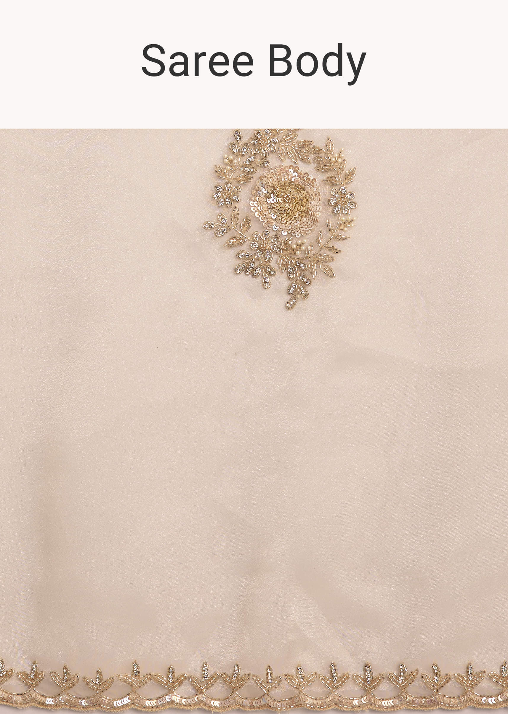 Beige Organza Tissue Saree With Delicate Embellished Edge - Image 10