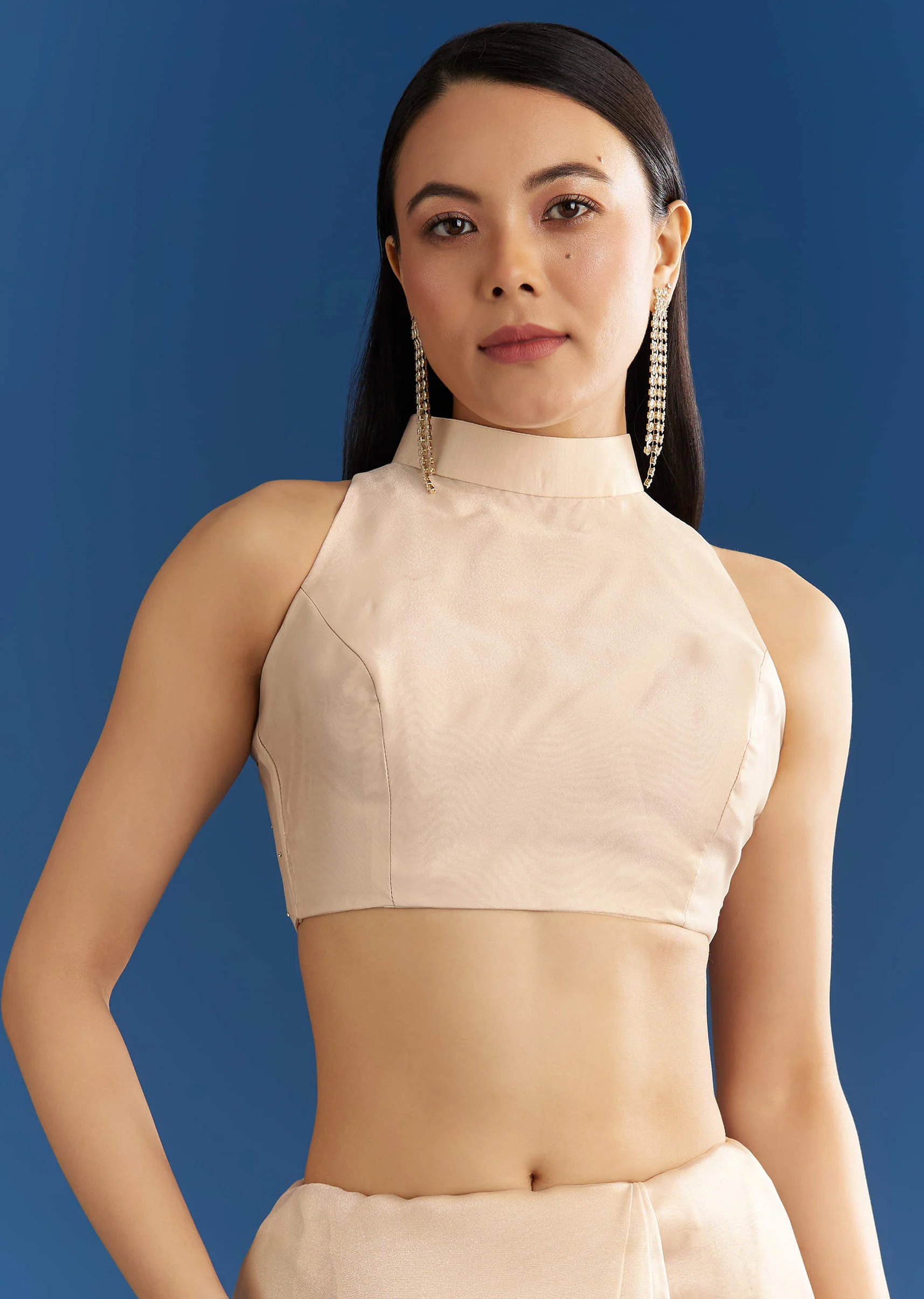 Beige Organza Tissue Saree With Delicate Embellished Edge - Image 7