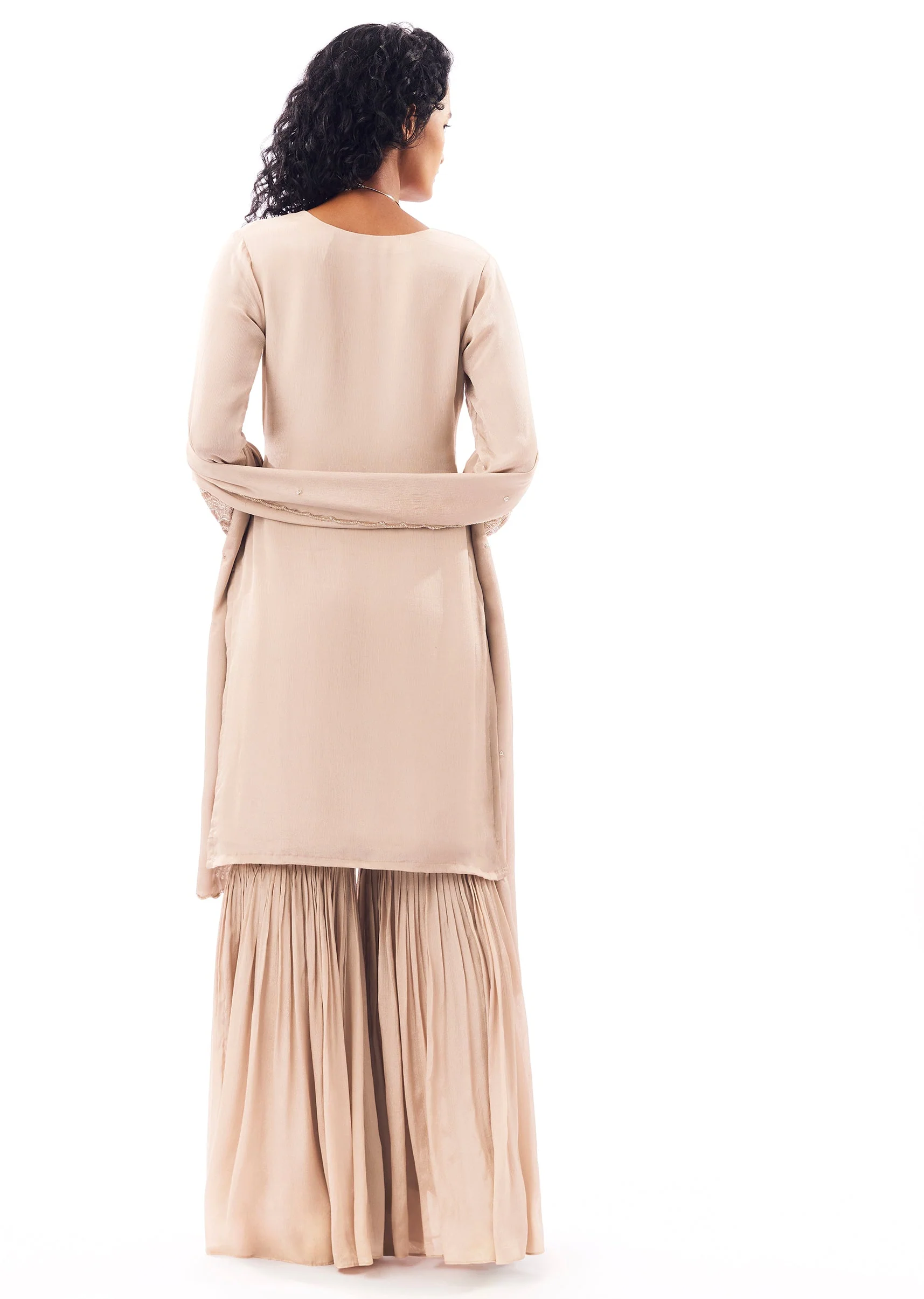 Beige Pakistani Style Sharara Set - Image 5