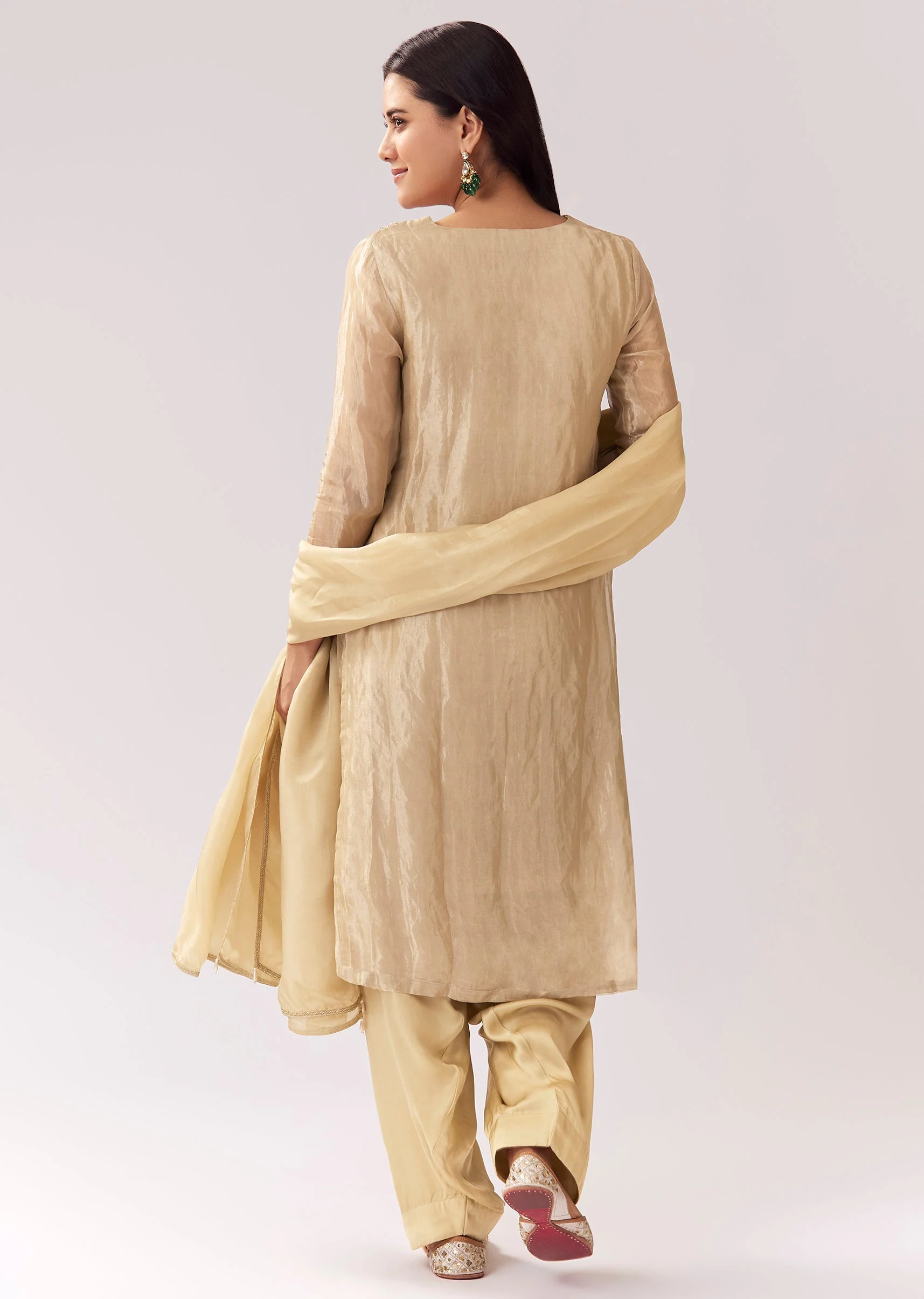 Beige Patiala Suit With Zardozi Detailing - Image 5