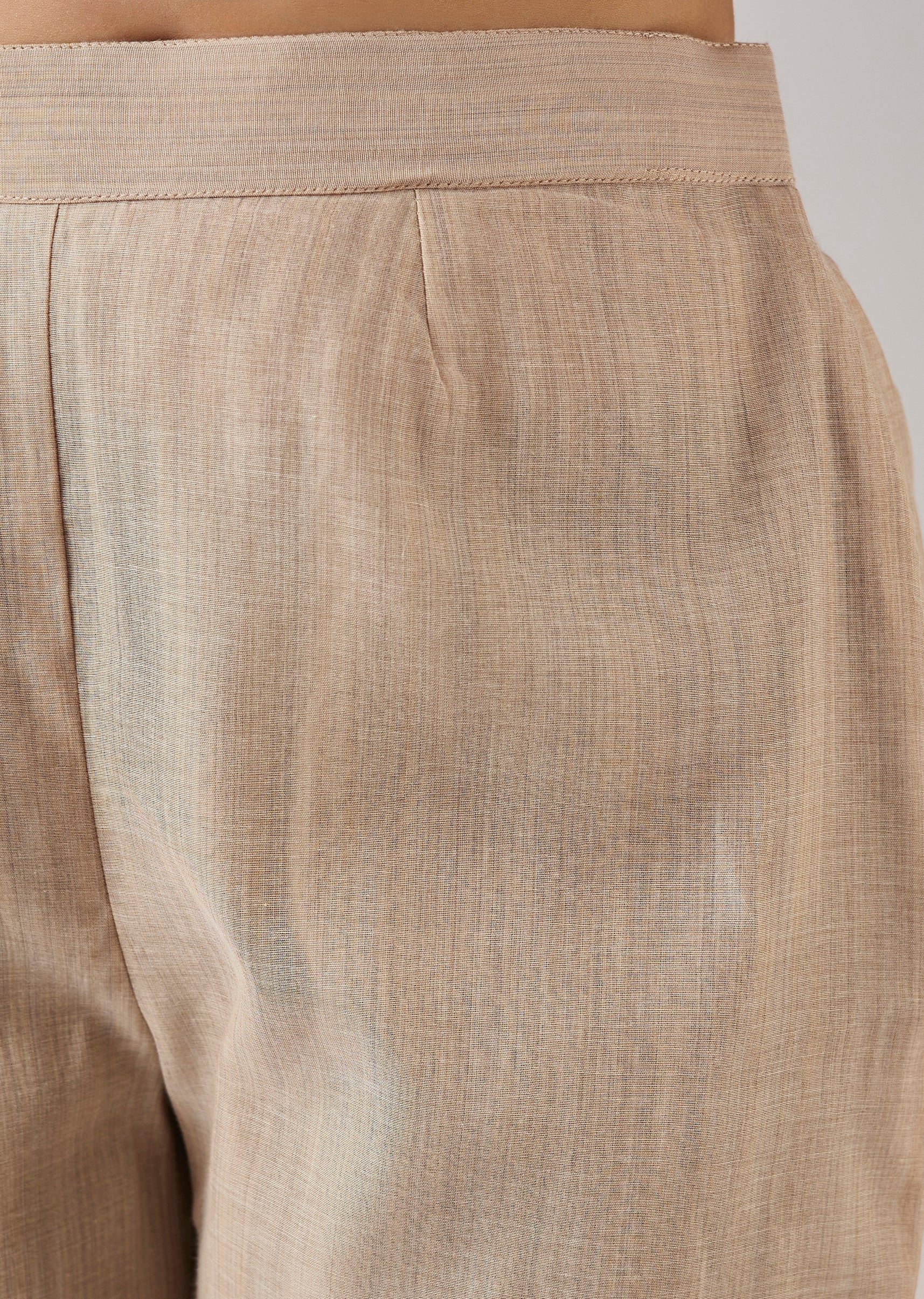 Beige Printed Chanderi Anarkali Set - Image 6