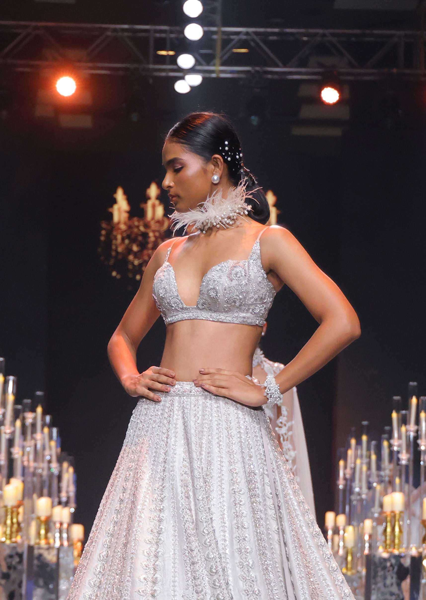 Beige Silk Lehenga Set With Zardozi Work And Cutdana Embroidery - Image 2